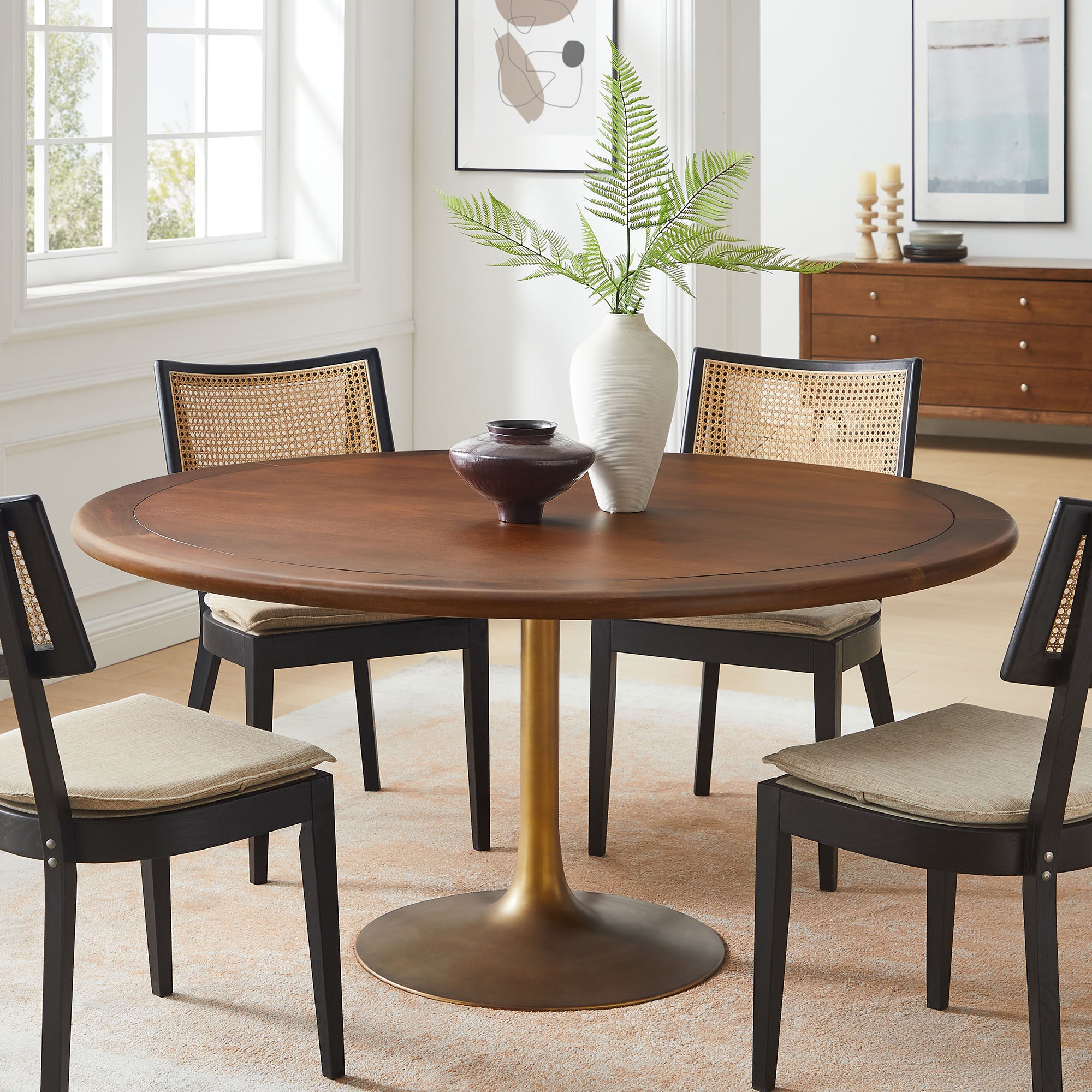 Lippa 60″ Round Pedestal Solid Wood Dining Table view 8
