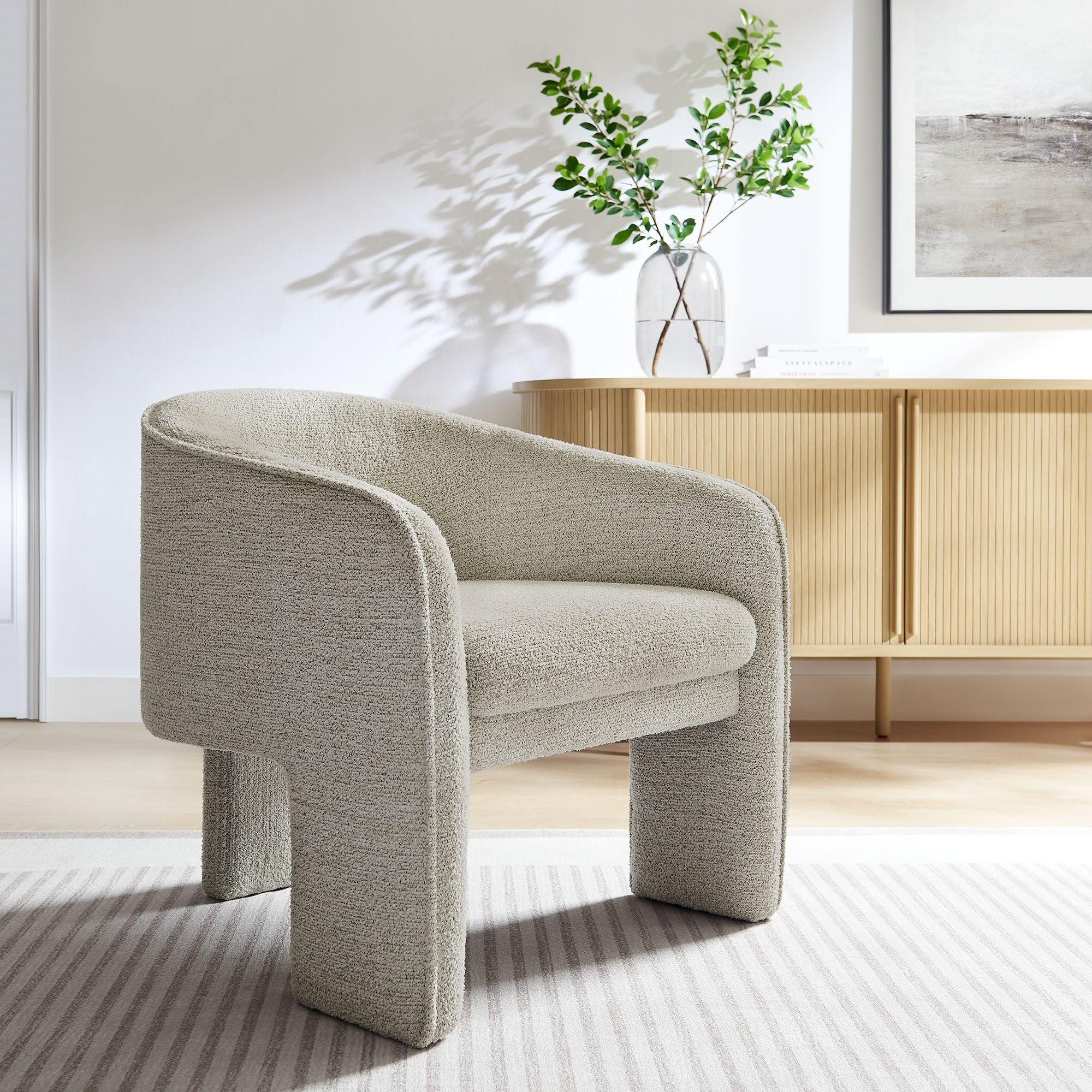 Greer Boucle Fabric Upholstered Accent Armchair view 2