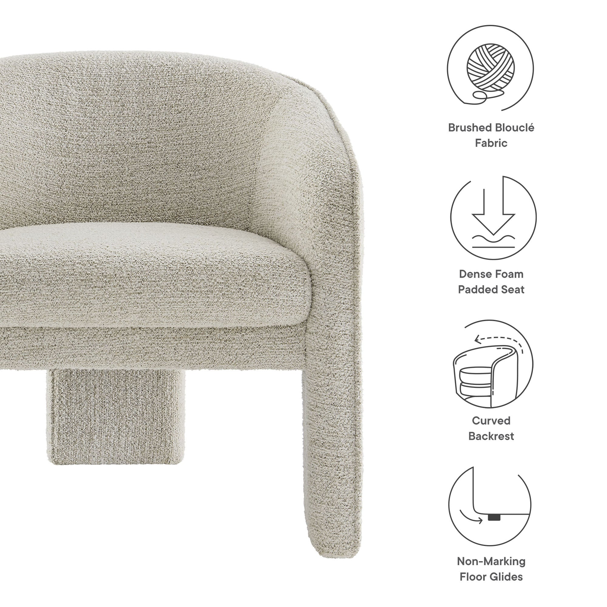 Greer Boucle Fabric Upholstered Accent Armchair view 3