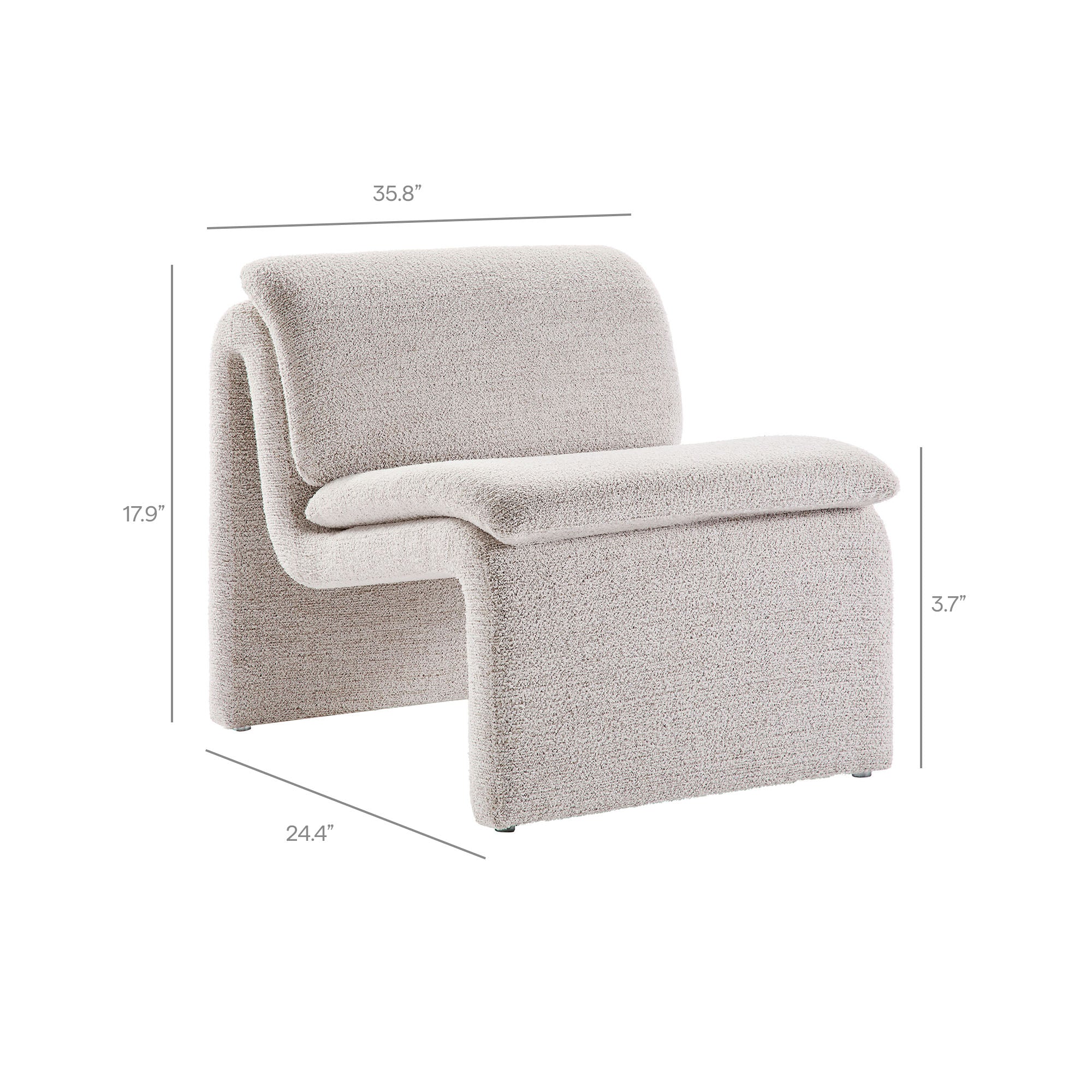 Lume Boucle Upholstered Armless Accent Chair view 3