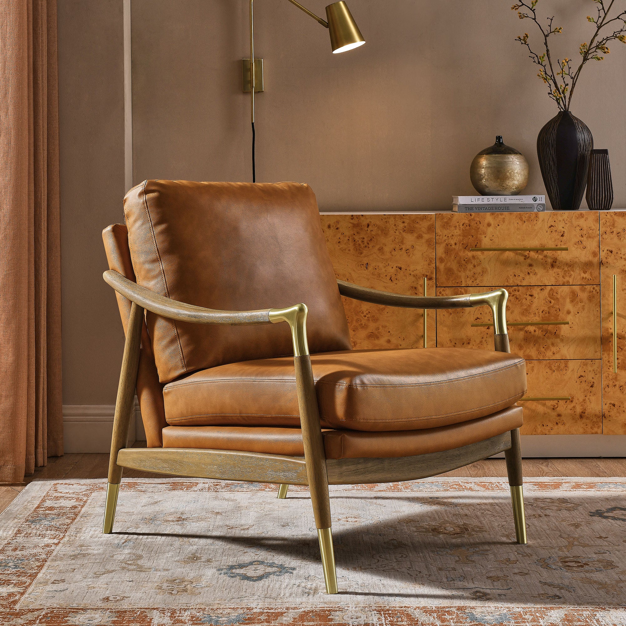 Langford Vegan Leather Accent Armchair view 2