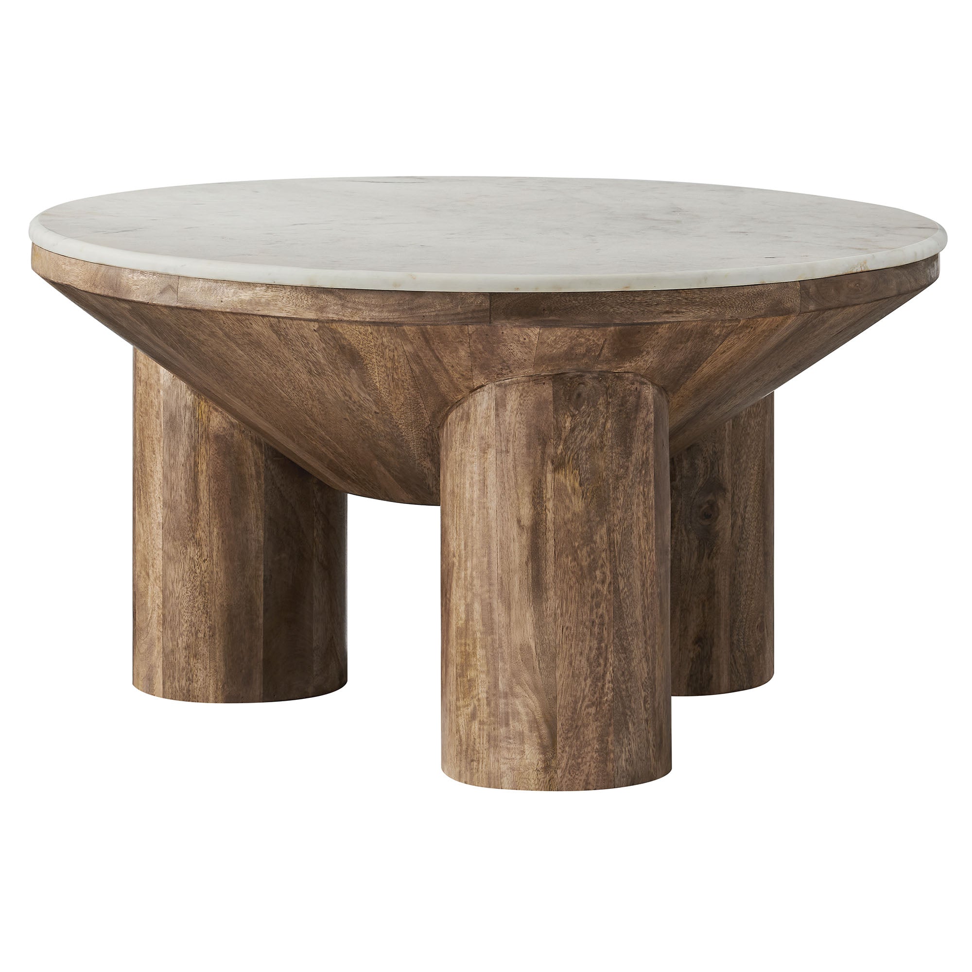 Ellison 33″ Round Wood Coffee Table With Marble Top view 1