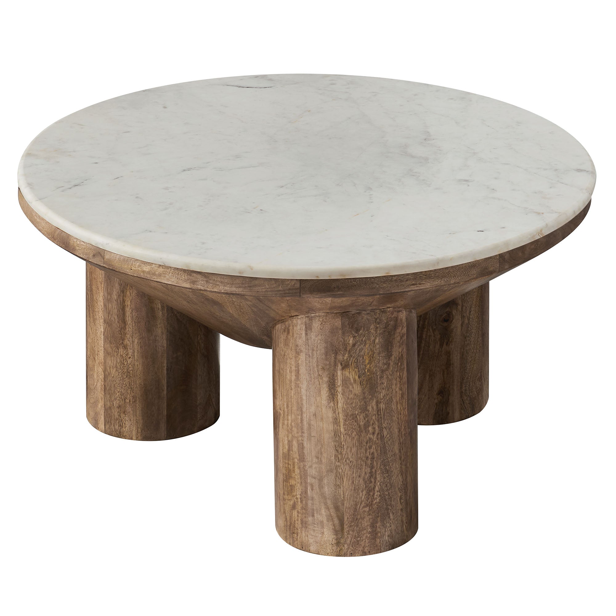 Ellison 33″ Round Wood Coffee Table With Marble Top view 6