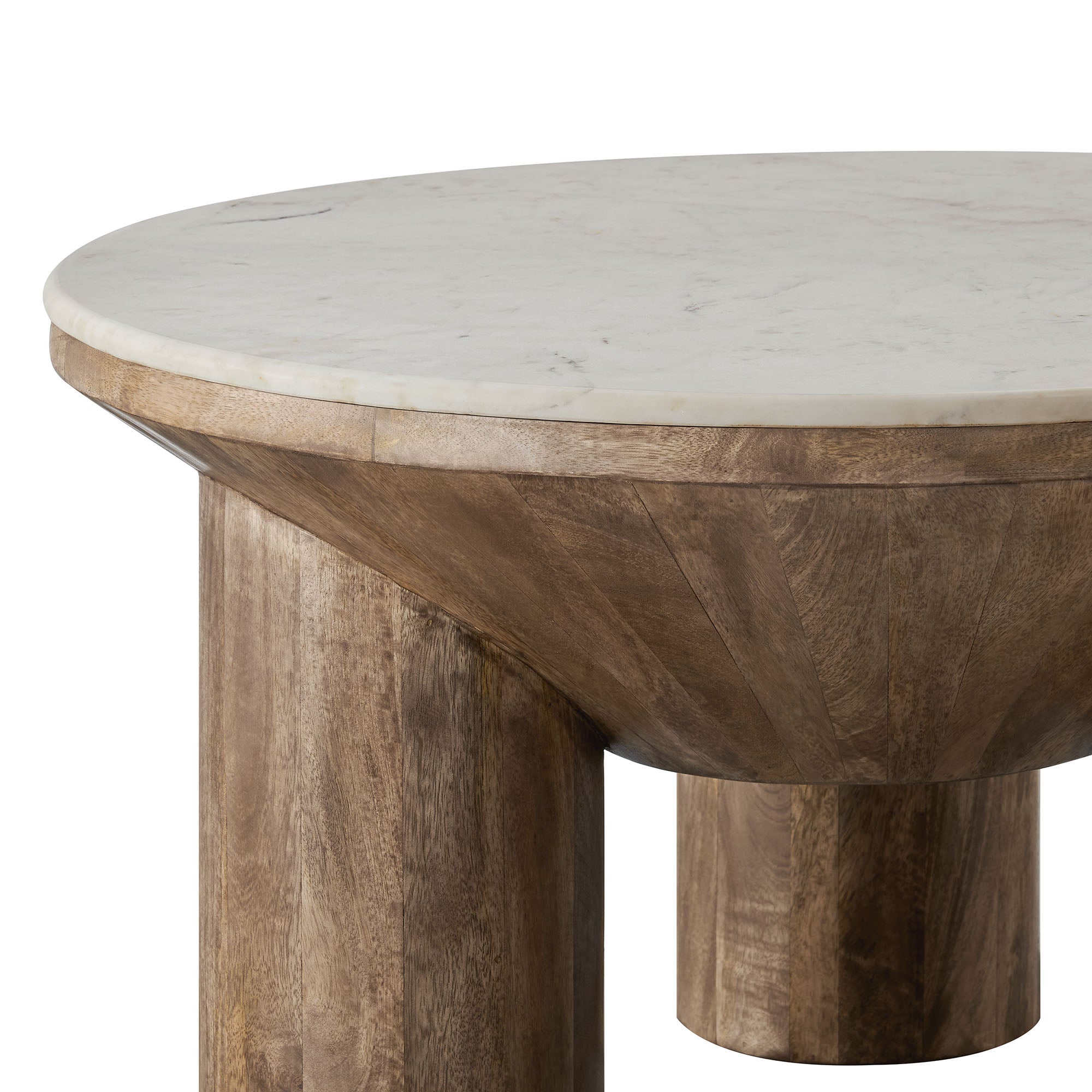 Ellison 33″ Round Wood Coffee Table With Marble Top view 8