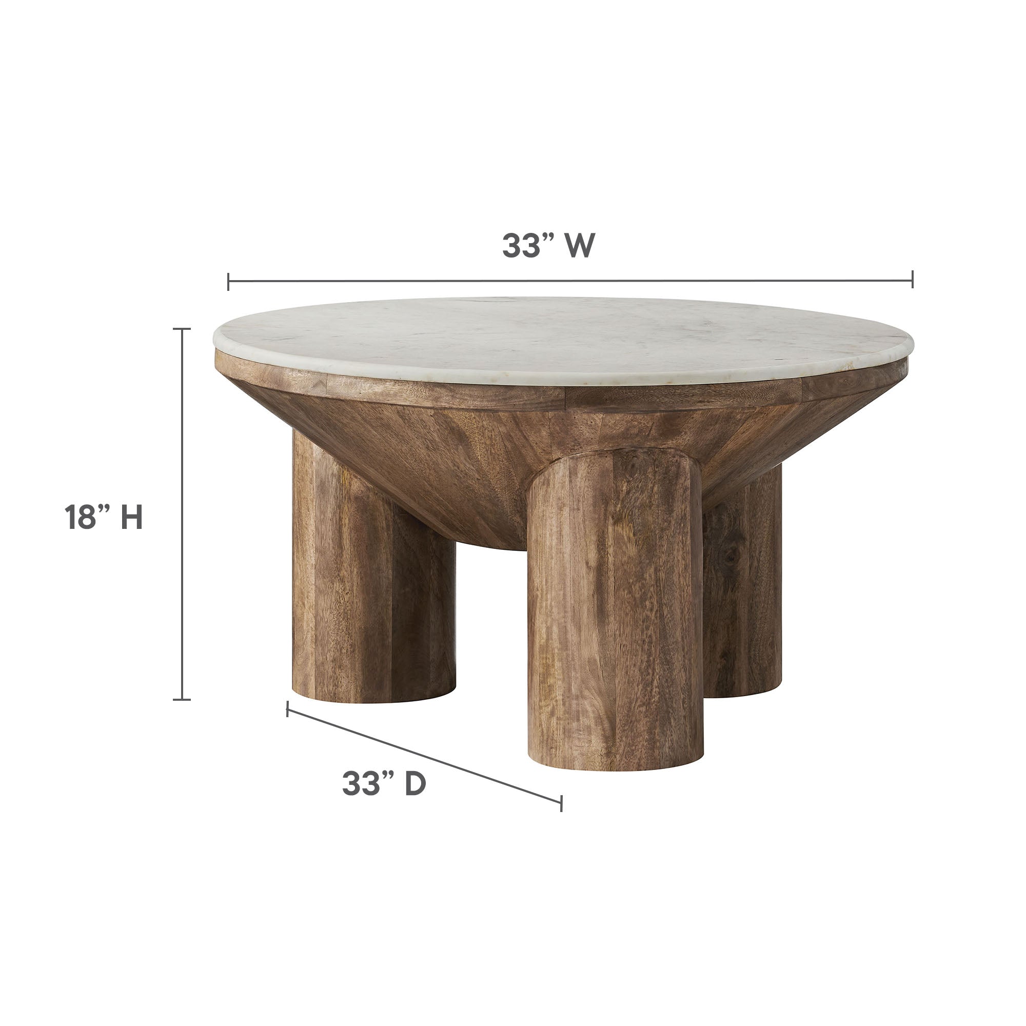 Ellison 33″ Round Wood Coffee Table With Marble Top view 4