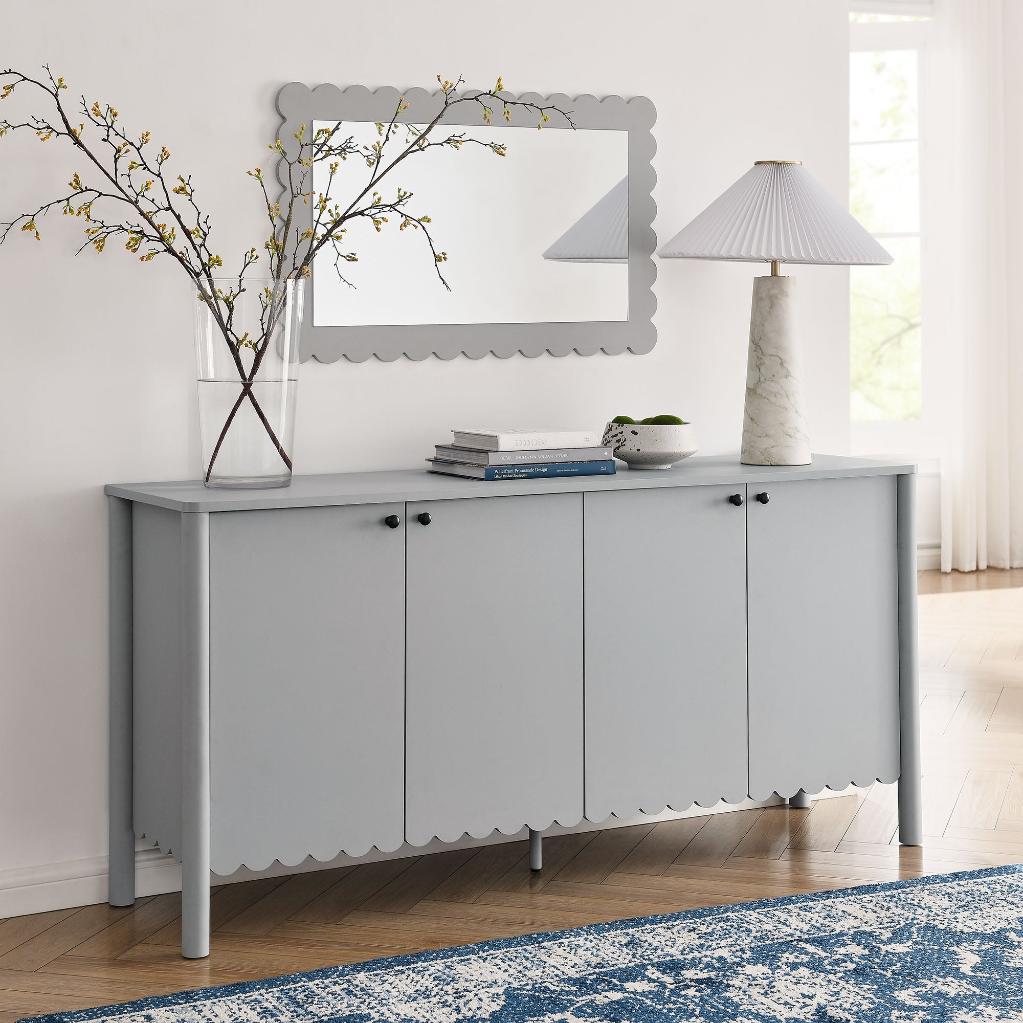 Emmeline 66″ 4-Door Scalloped Sideboard Cabinet view 5