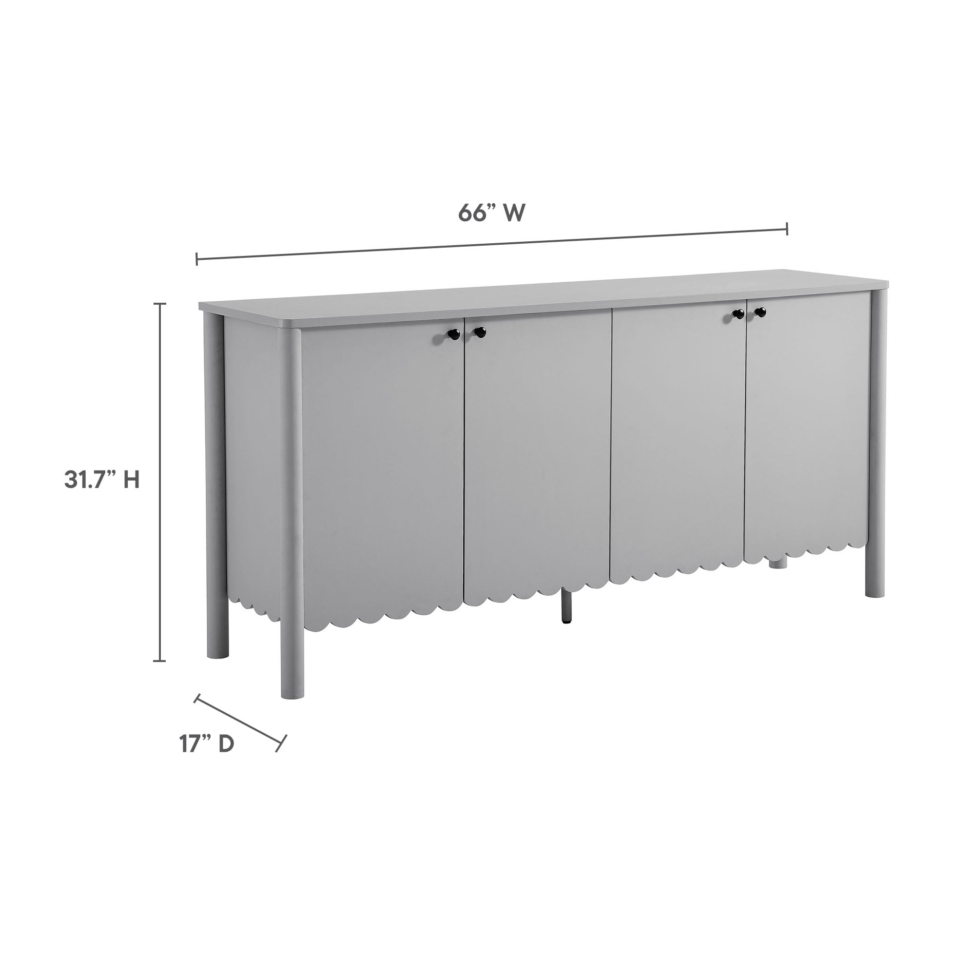 Emmeline 66″ 4-Door Scalloped Sideboard Cabinet view 4