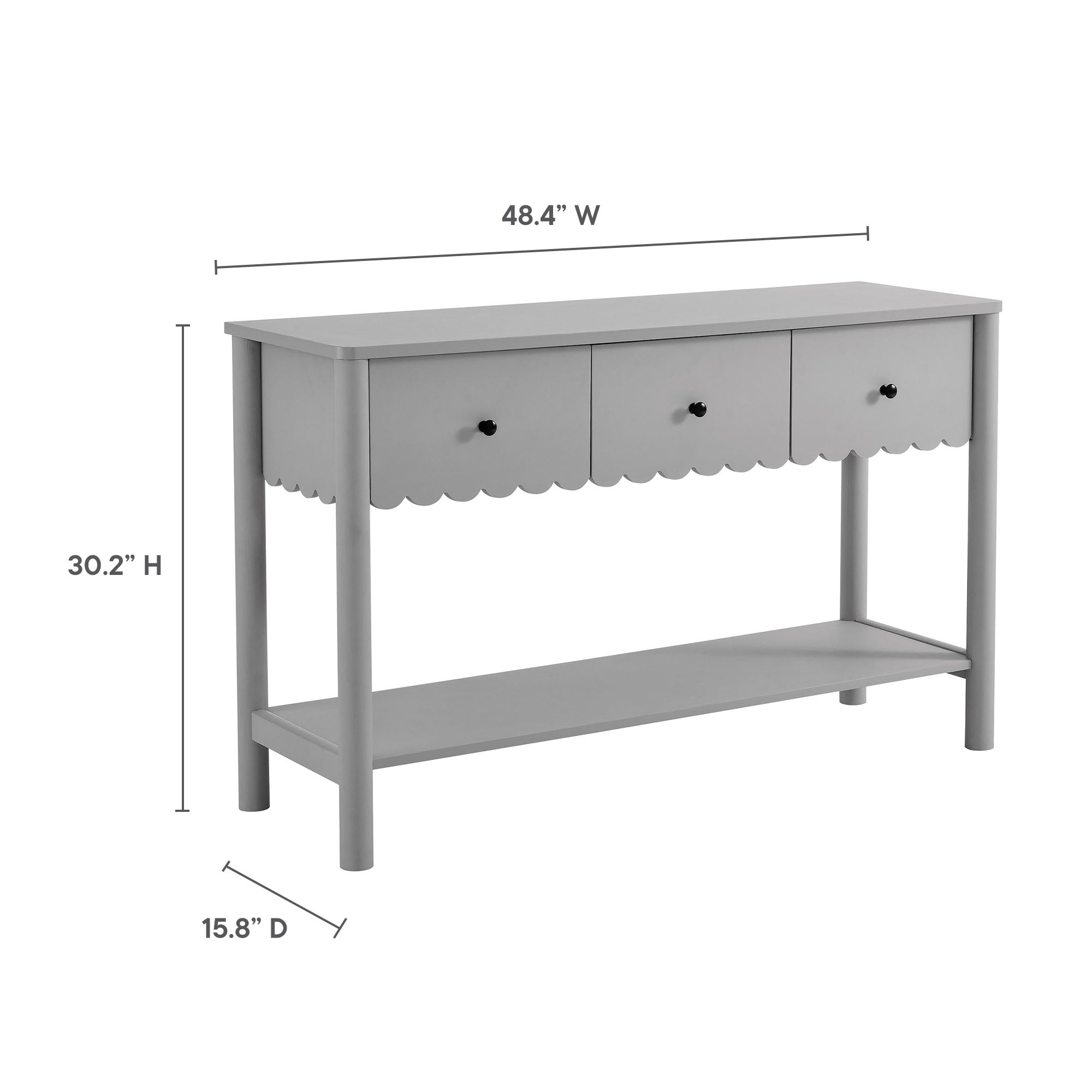 Emmeline 3-Drawer Scalloped Console Table view 4
