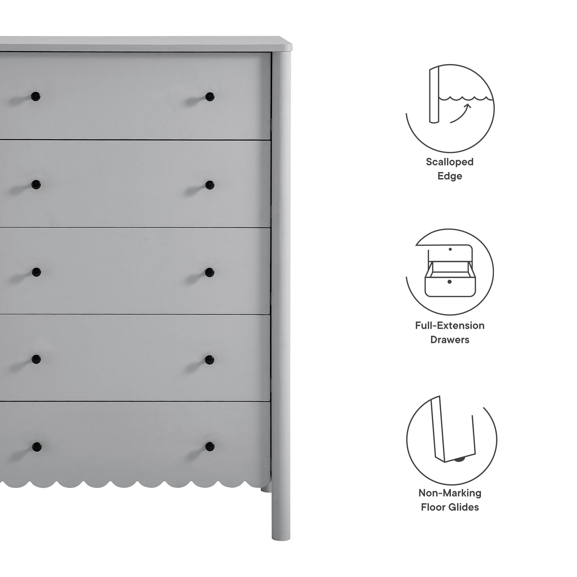 Emmeline Scalloped 5-Drawer Chest view 3