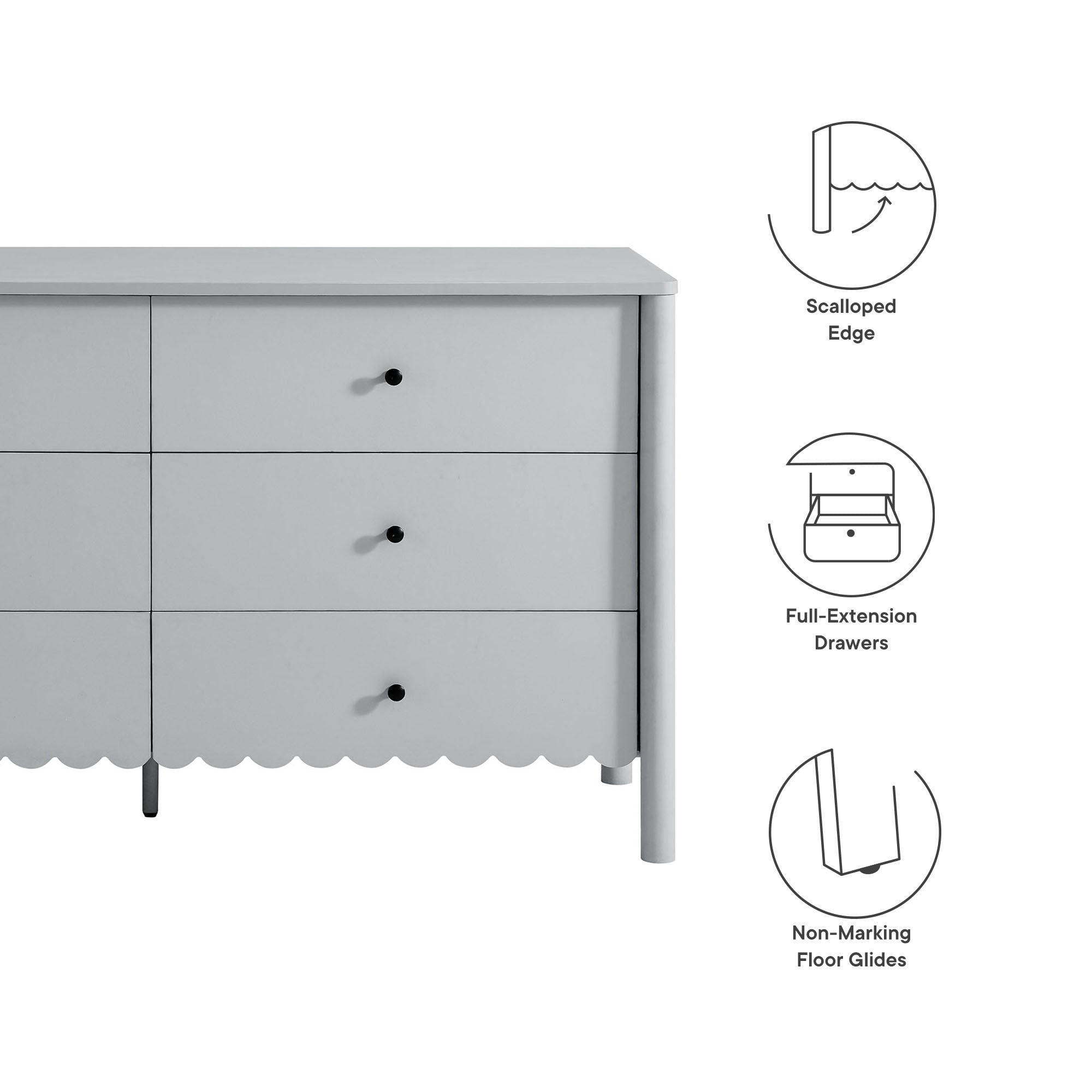 Emmeline Scalloped 6-Drawer Dresser view 3