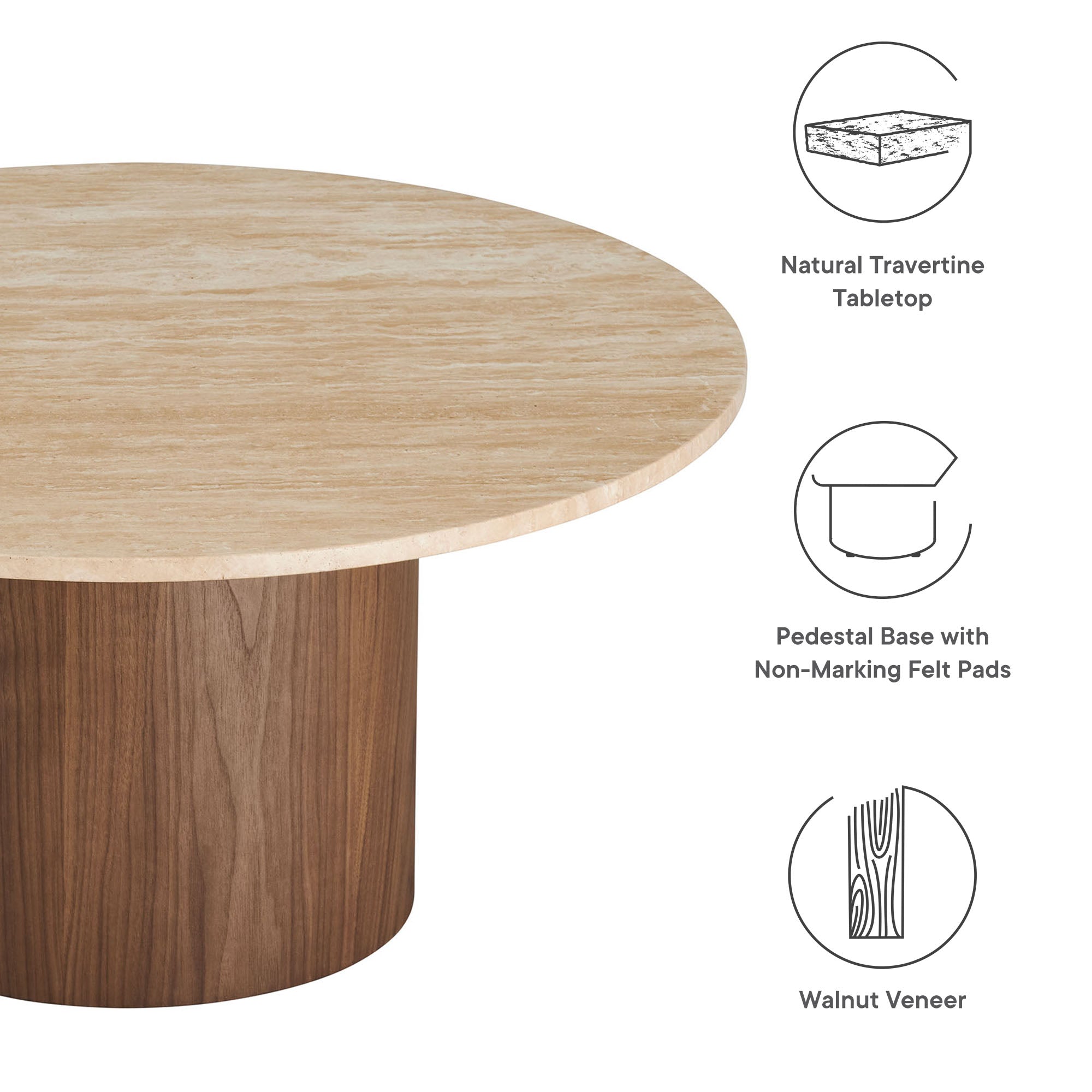 Kioni Round Travertine Coffee Table view 3