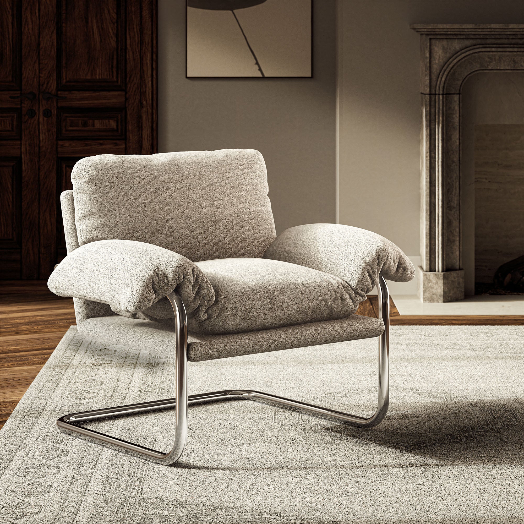 Ansel Boucle Fabric Accent Chair view 2