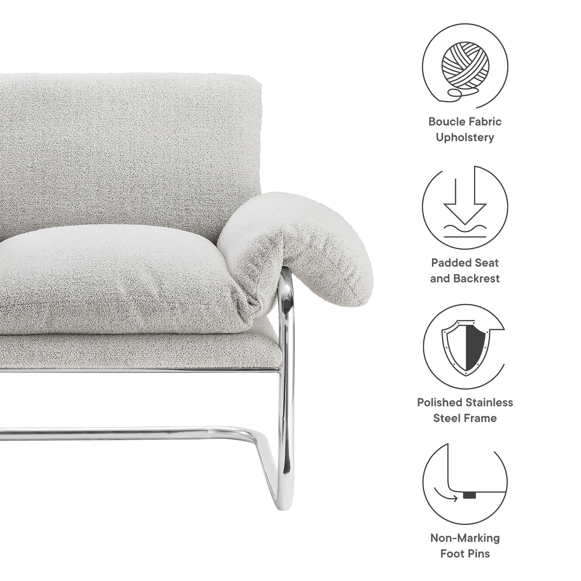 Ansel Boucle Fabric Accent Chair view 3