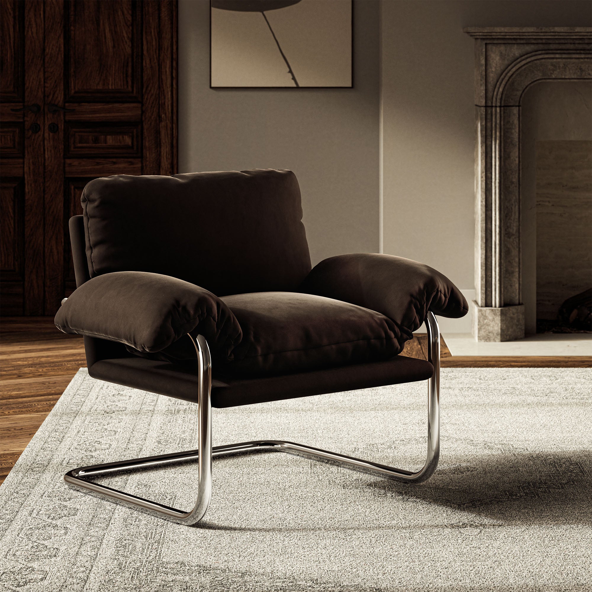 Ansel Performance Velvet Accent Chair view 2