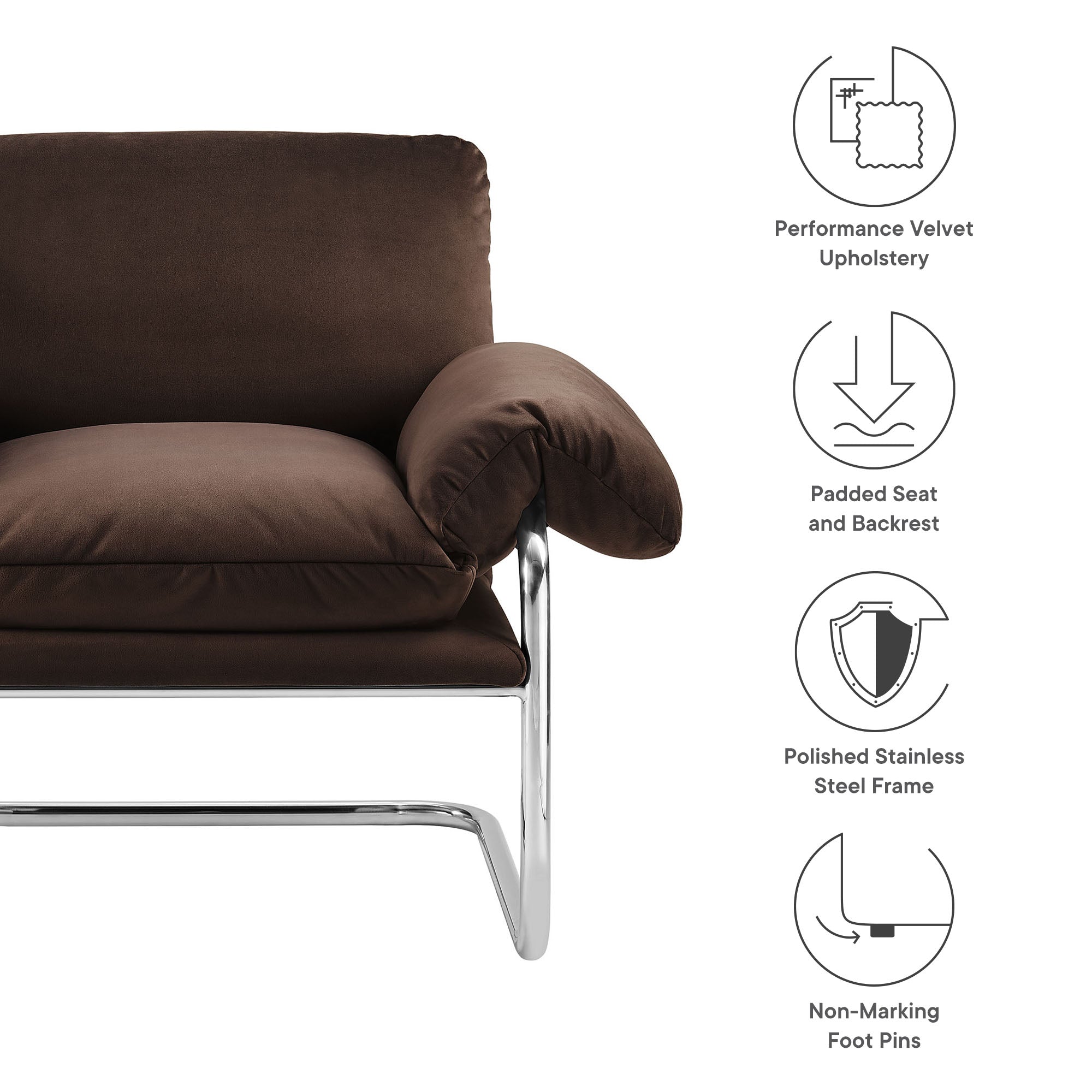Ansel Performance Velvet Accent Chair view 3