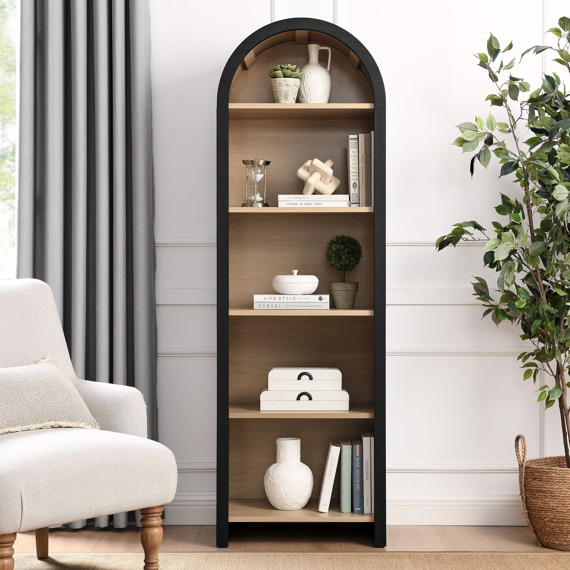 Evie Arched Narrow Bookcase Display Cabinet view 2