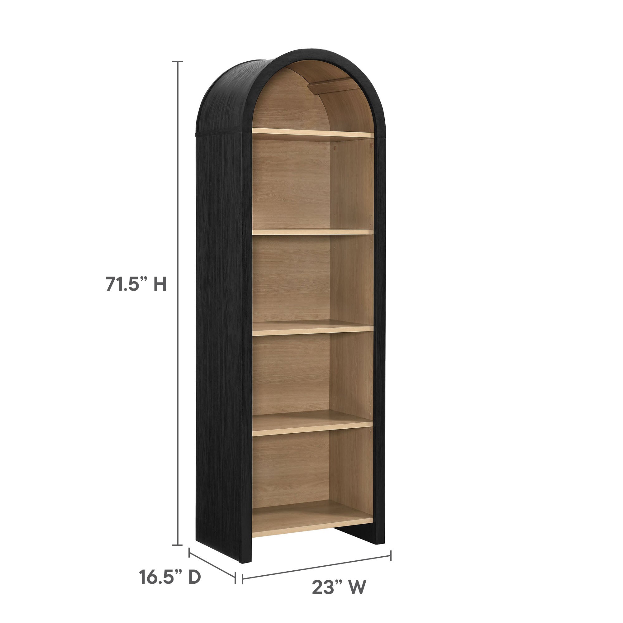 Evie Arched Narrow Bookcase Display Cabinet view 4