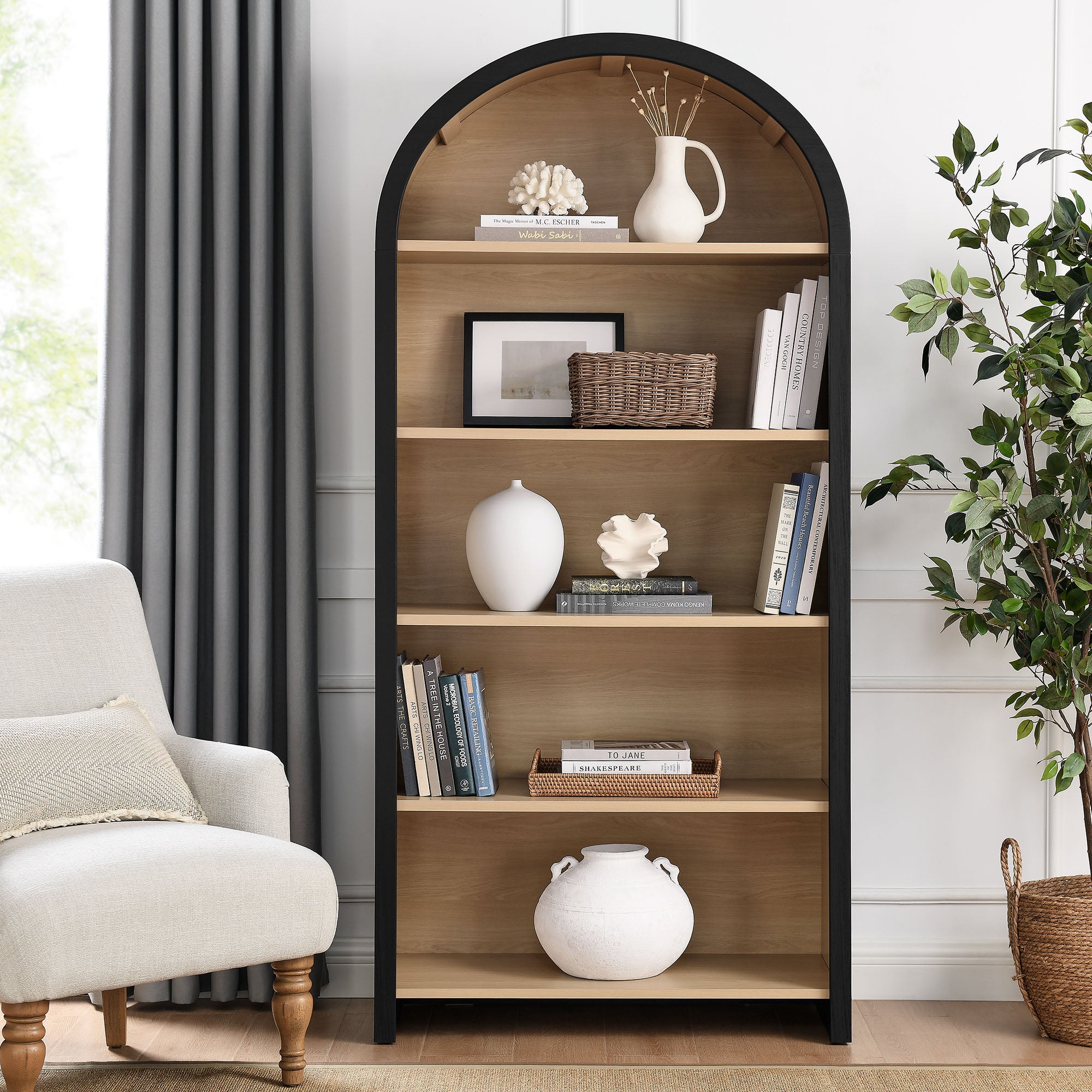 Evie Arched Wide Bookcase Display Cabinet view 2