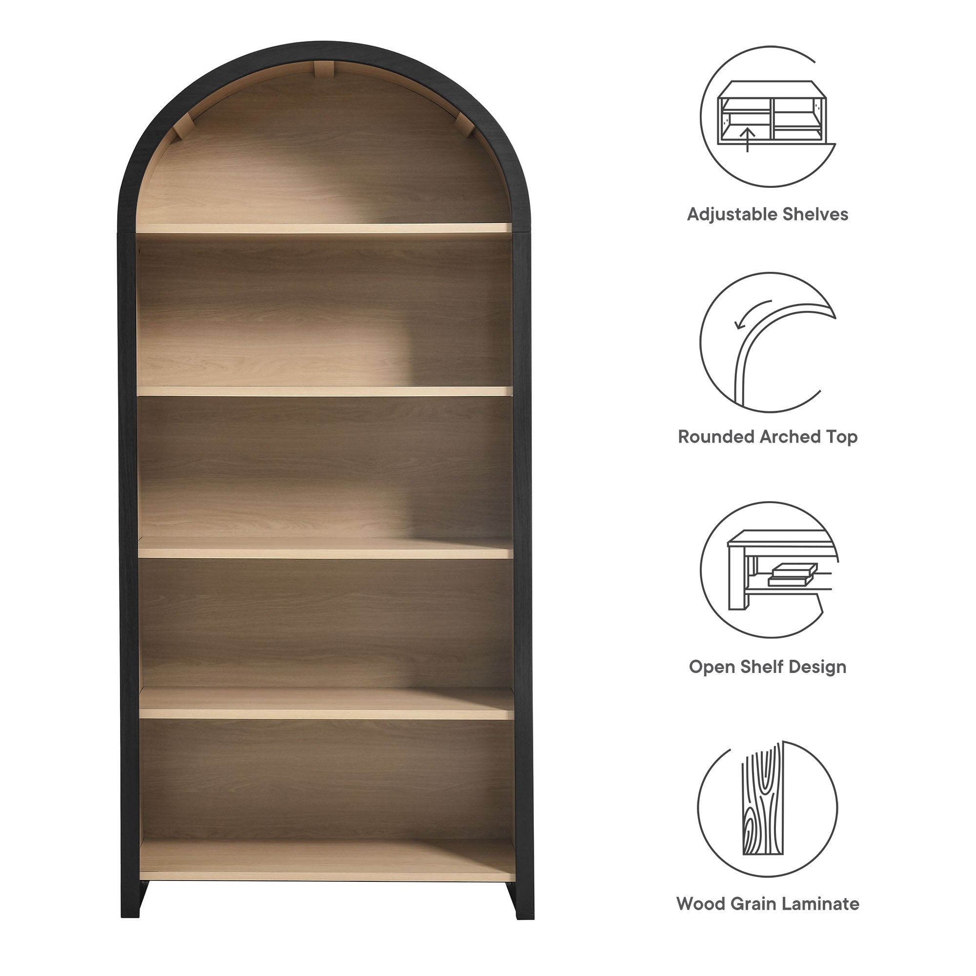Evie Arched Wide Bookcase Display Cabinet view 3