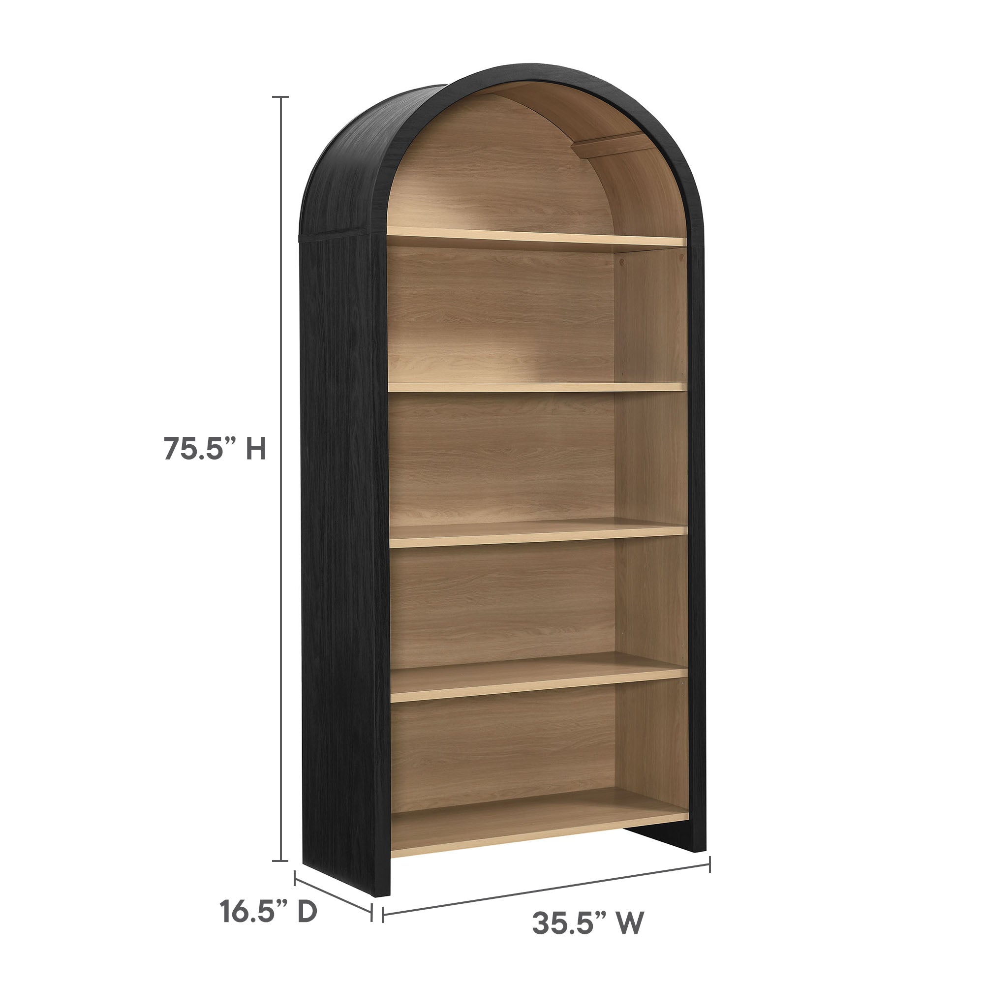 Evie Arched Wide Bookcase Display Cabinet view 4