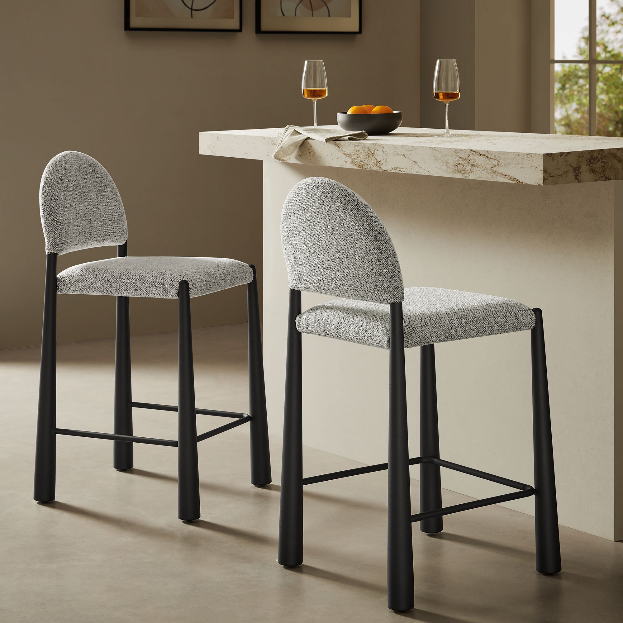 Hayley Upholstered Fabric Counter Stool - Image 2