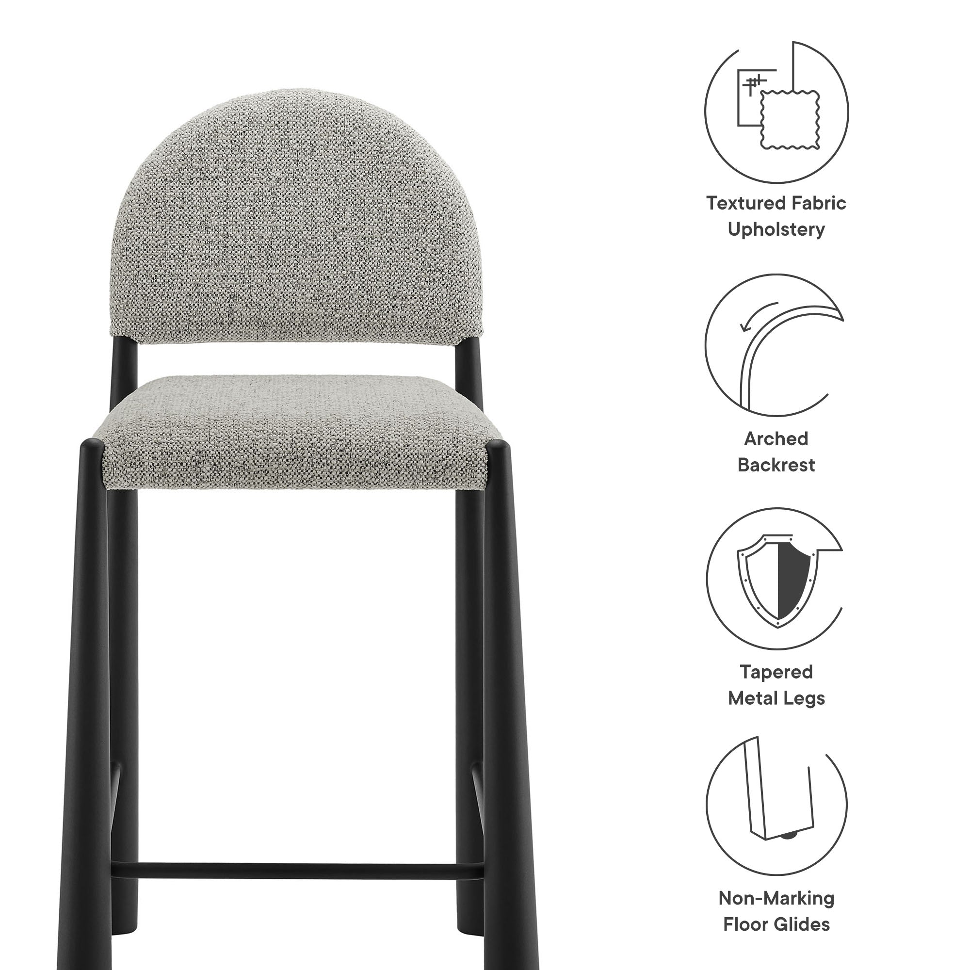 Hayley Upholstered Fabric Counter Stool - Image 3