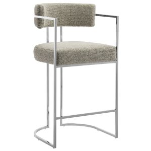 Huron Curved Back Fabric and Metal Counter Stool