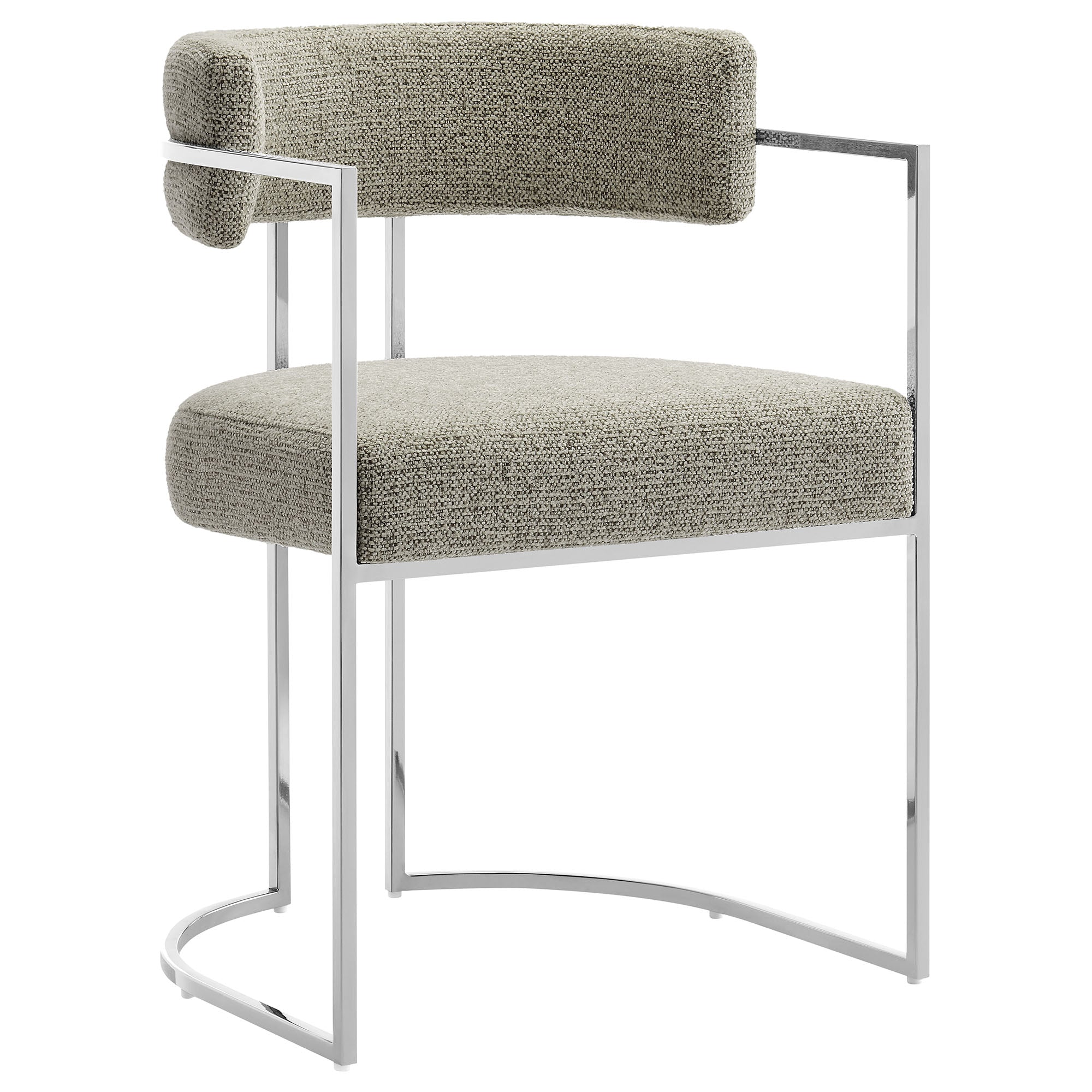 Huron Curved Back Fabric and Metal Dining Accent Chair view 1
