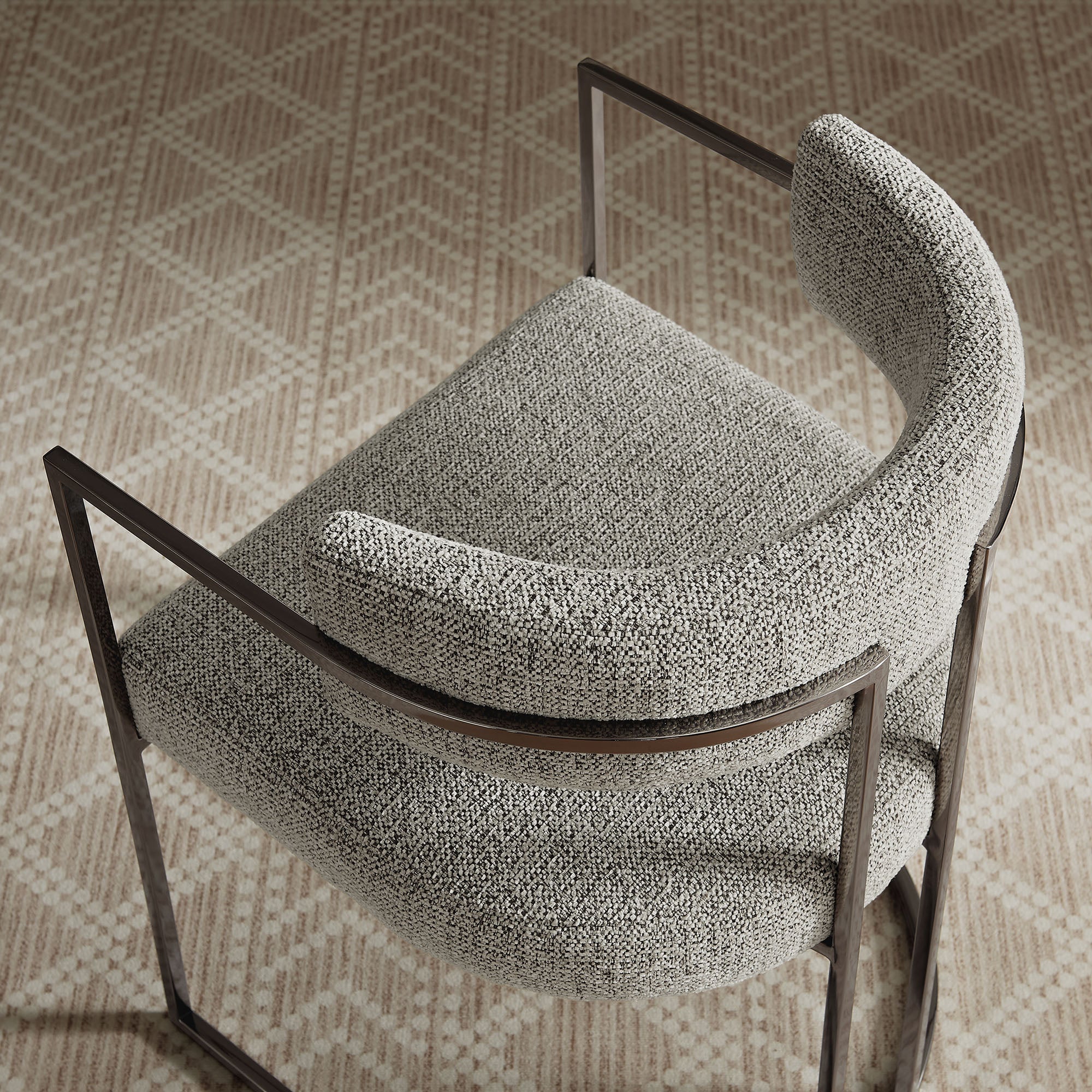 Huron Curved Back Fabric and Metal Dining Accent Chair view 6