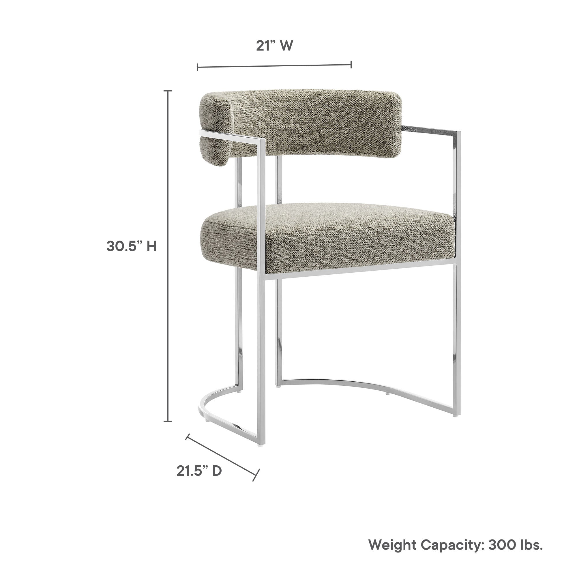 Huron Curved Back Fabric and Metal Dining Accent Chair view 5