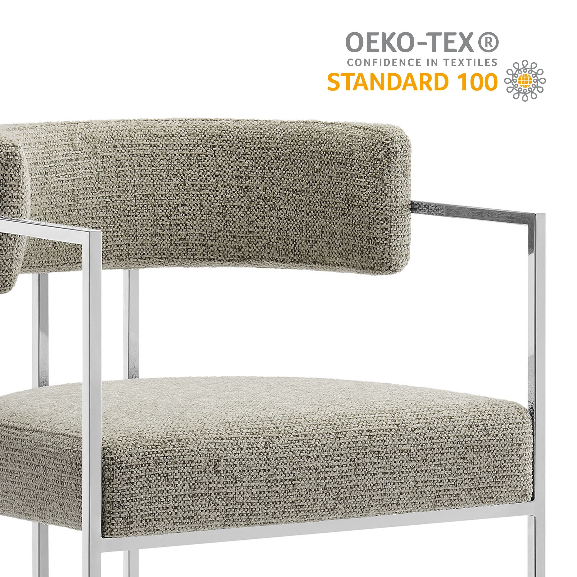 Huron Curved Back Fabric and Metal Dining Accent Chair view 3