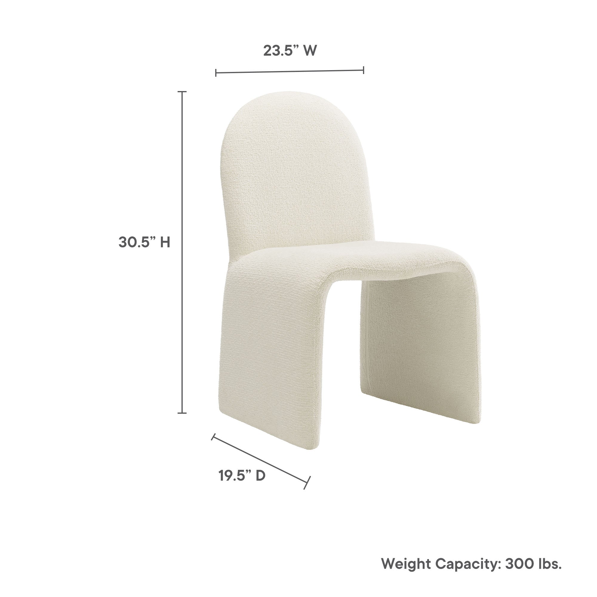 Junia Boucle Upholstered Arch Armless Dining Chair view 5