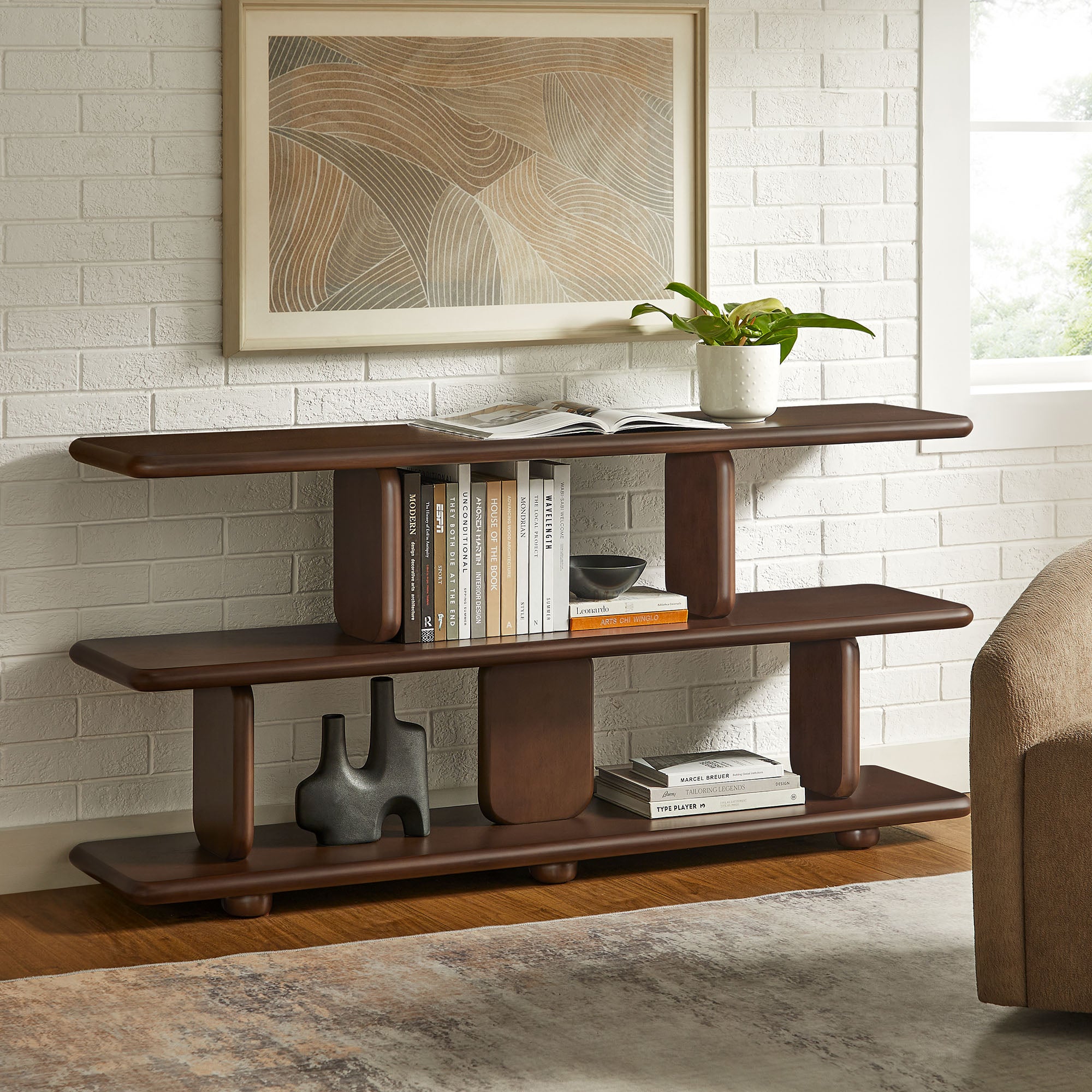 Lyle Sculptural 2-Tier Bookshelf view 2