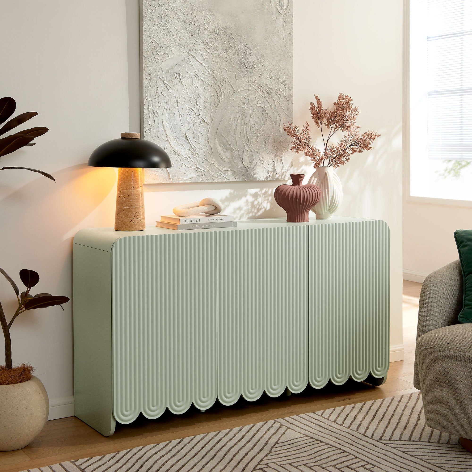 Dahlia Fluted and Scalloped Sideboard Storage Cabinet view 2