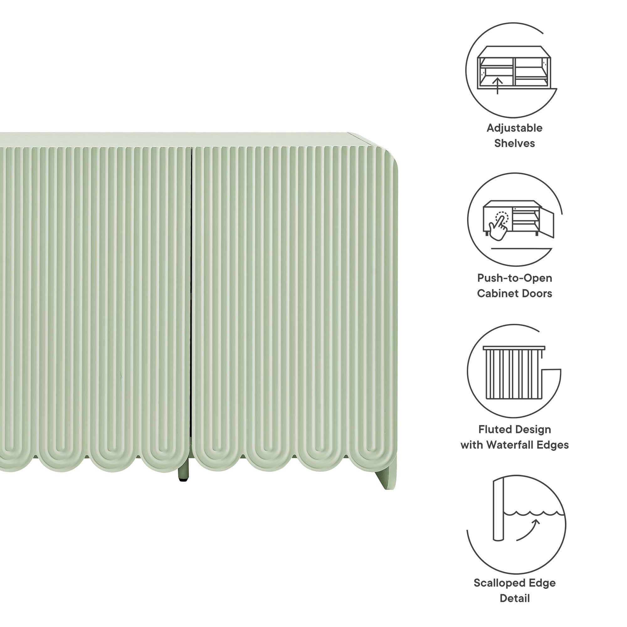 Dahlia Fluted and Scalloped Sideboard Storage Cabinet view 3