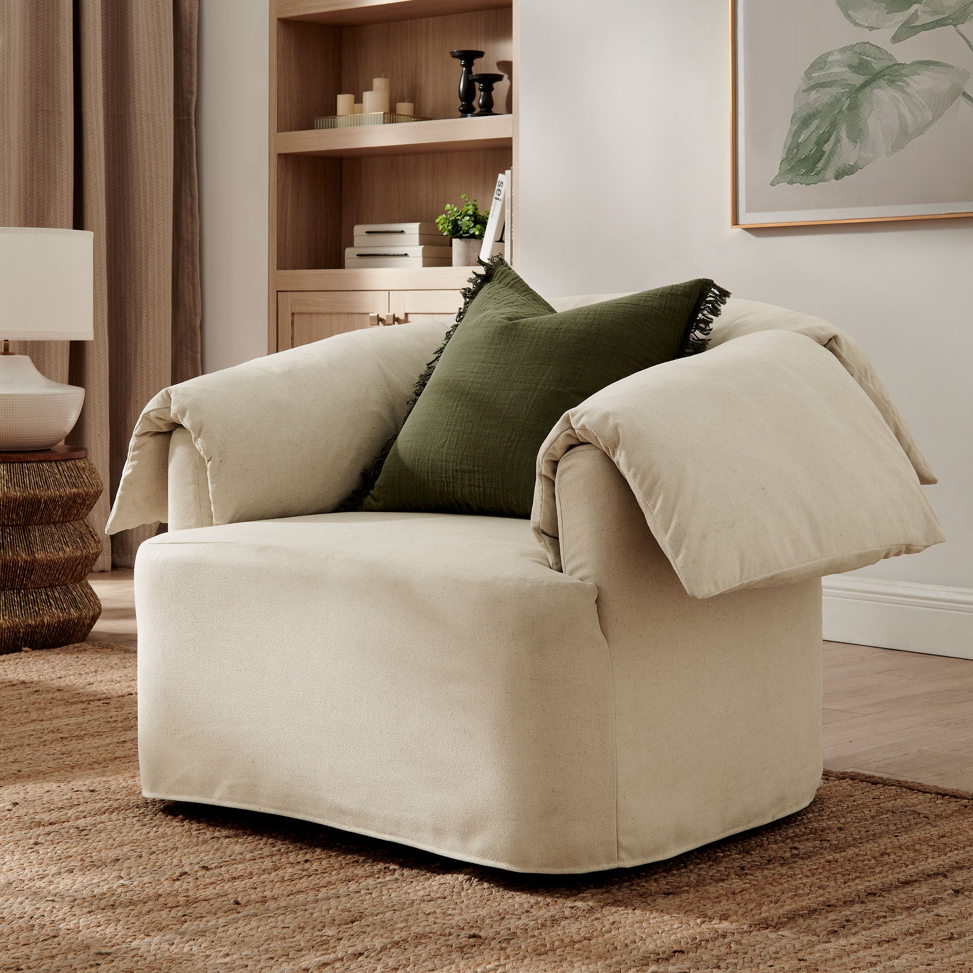 Lark Slipcovered Fabric Oversized Armchair view 2