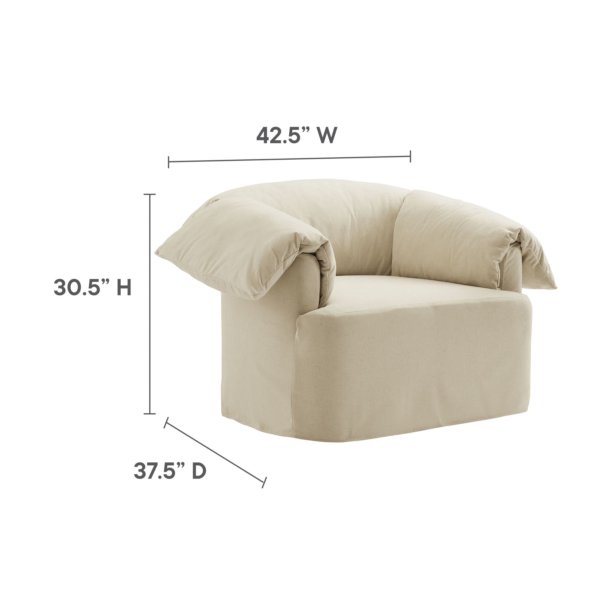 Lark Slipcovered Fabric Oversized Armchair view 4