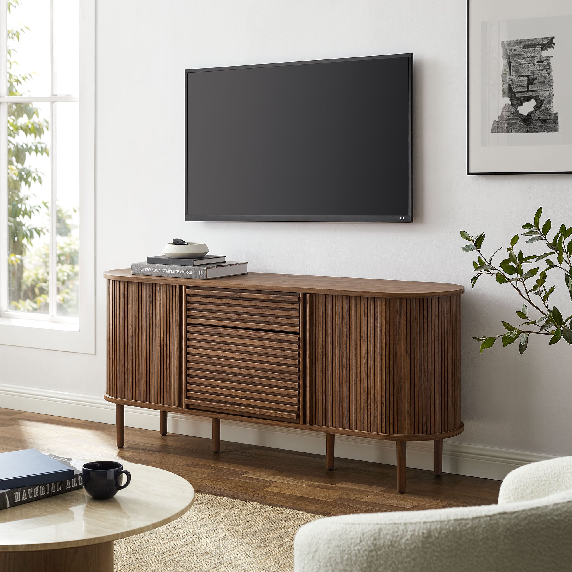 Harlan 67″ Fluted Oval Sideboard Cabinet view 6