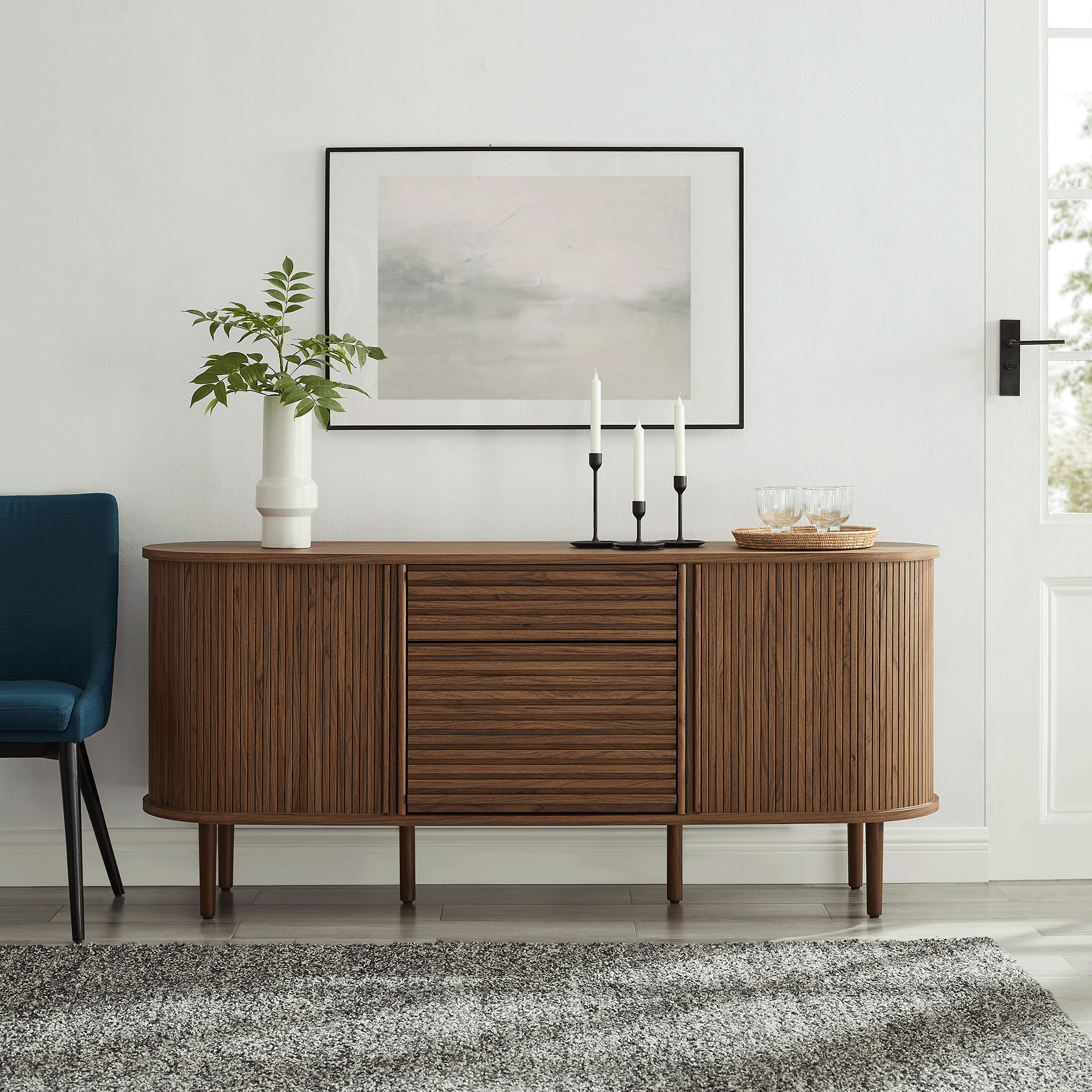 Harlan 67″ Fluted Oval Sideboard Cabinet view 5