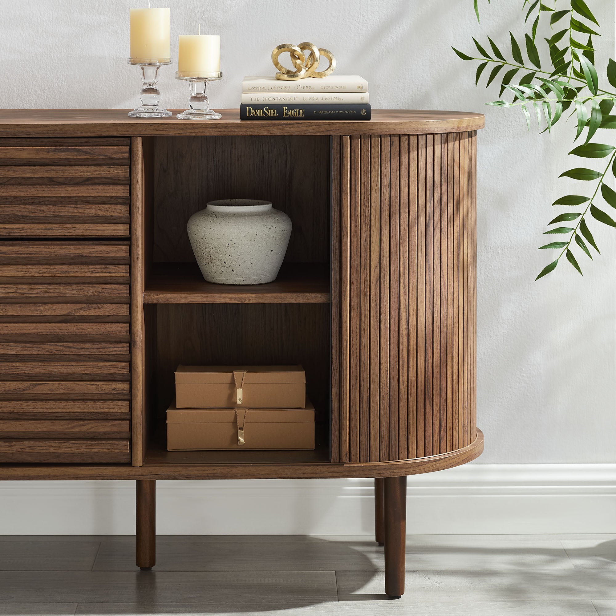 Harlan 67″ Fluted Oval Sideboard Cabinet view 7