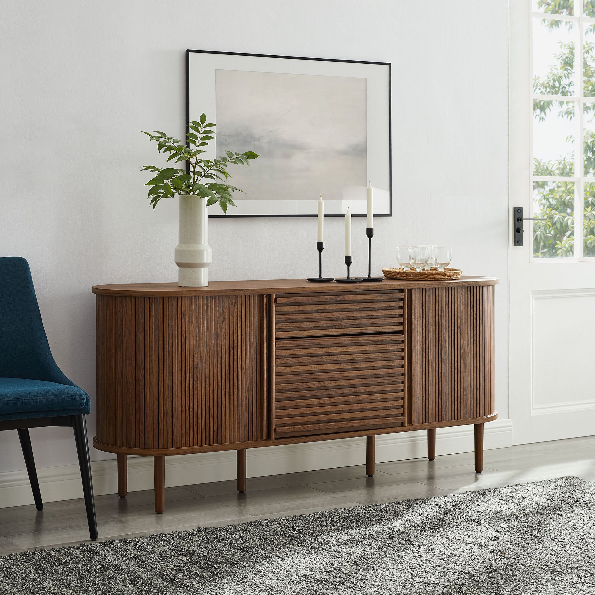 Harlan 67″ Fluted Oval Sideboard Cabinet view 2