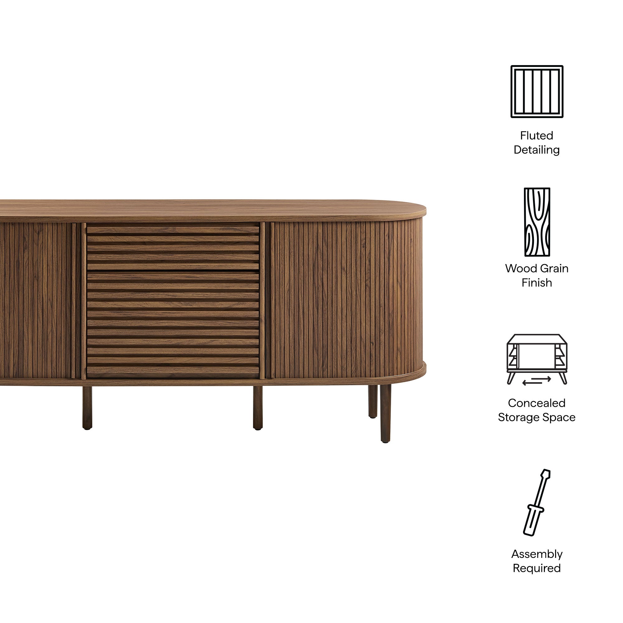 Harlan 67″ Fluted Oval Sideboard Cabinet view 3