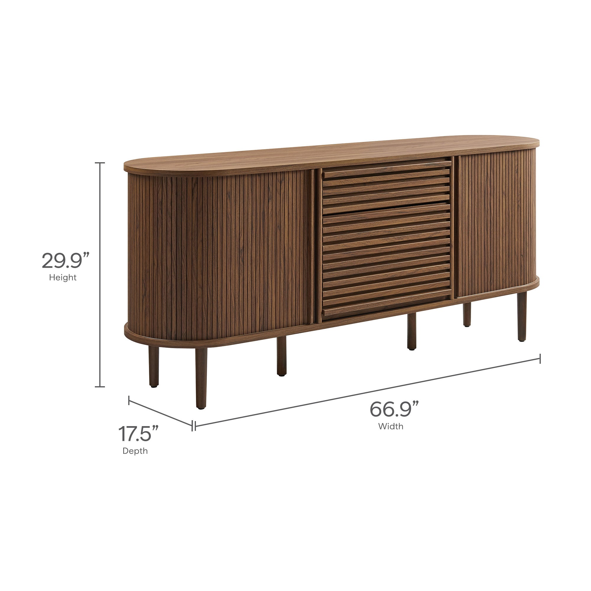 Harlan 67″ Fluted Oval Sideboard Cabinet view 4