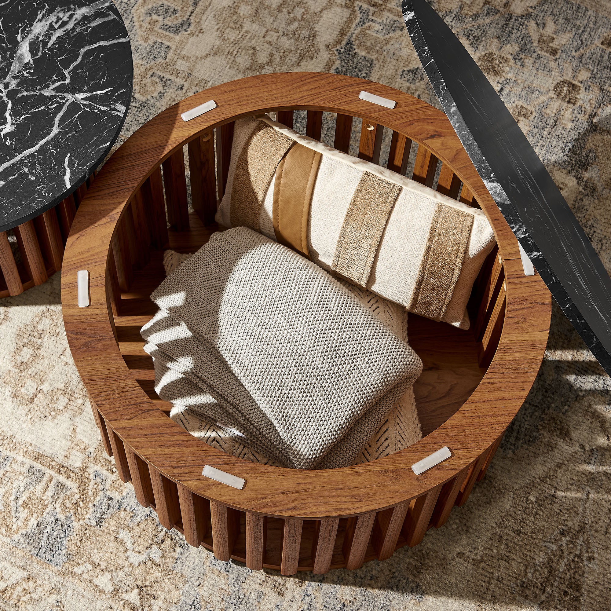Fortitude Round Faux Marble Top Nesting Coffee Table Set view 7