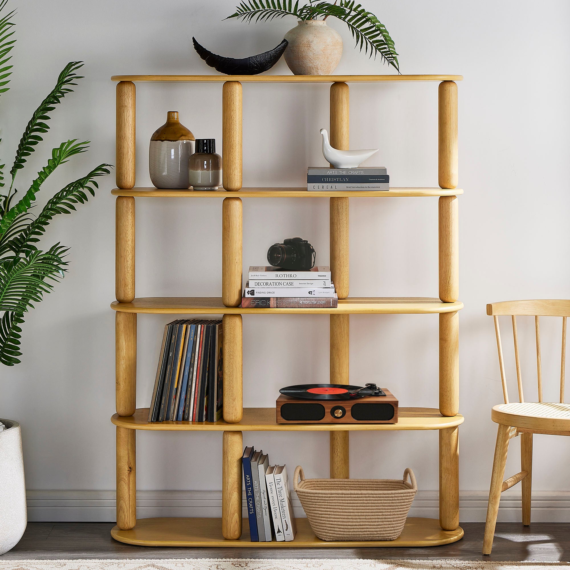 Arcus 4-Tier Oval Wood Bookshelf view 2