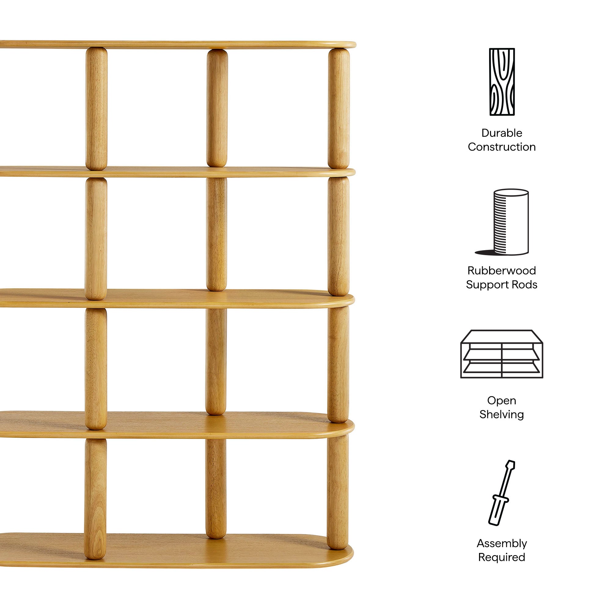 Arcus 4-Tier Oval Wood Bookshelf view 3