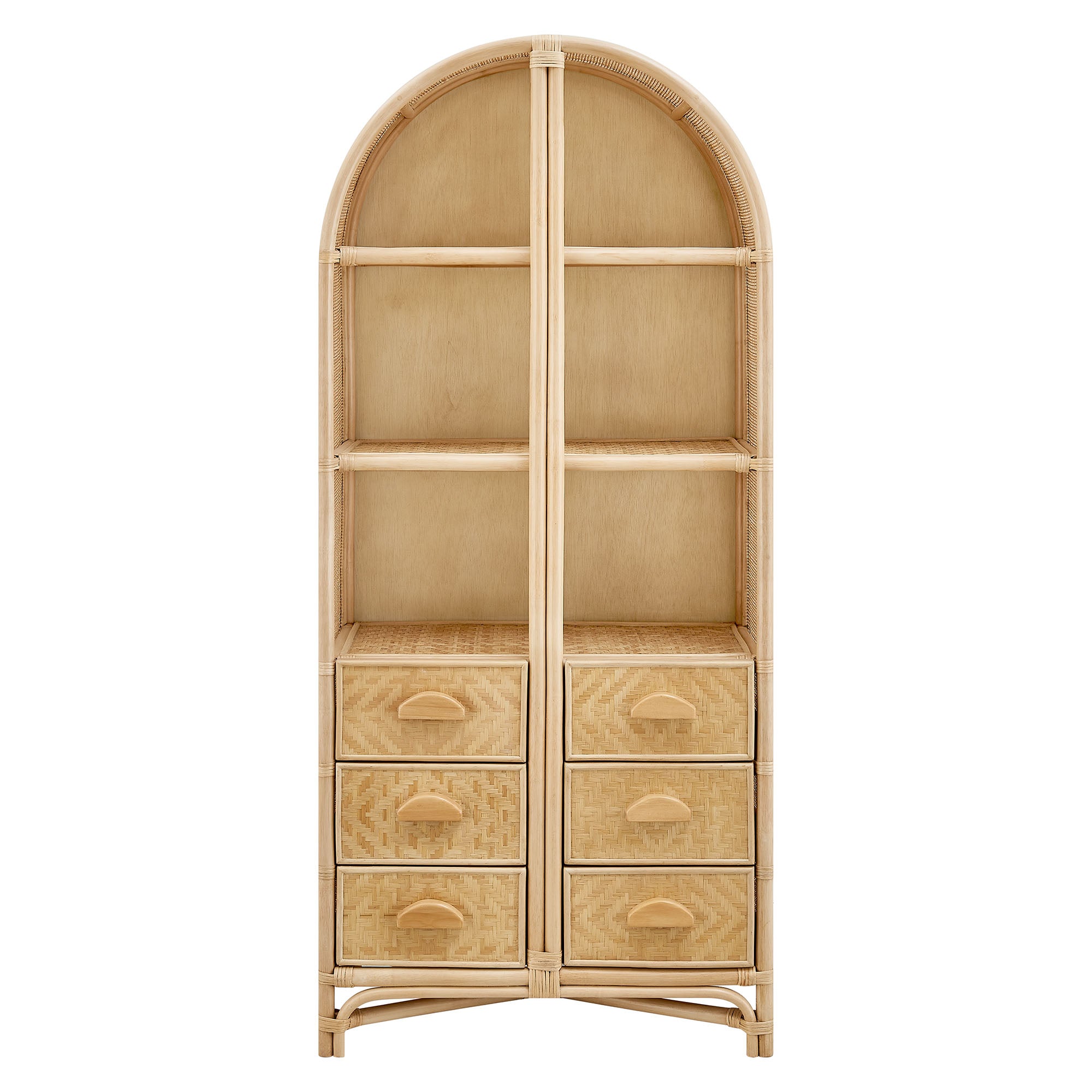Jane 71 Inch Tall Arched Natural Rattan Bookshelf view 8