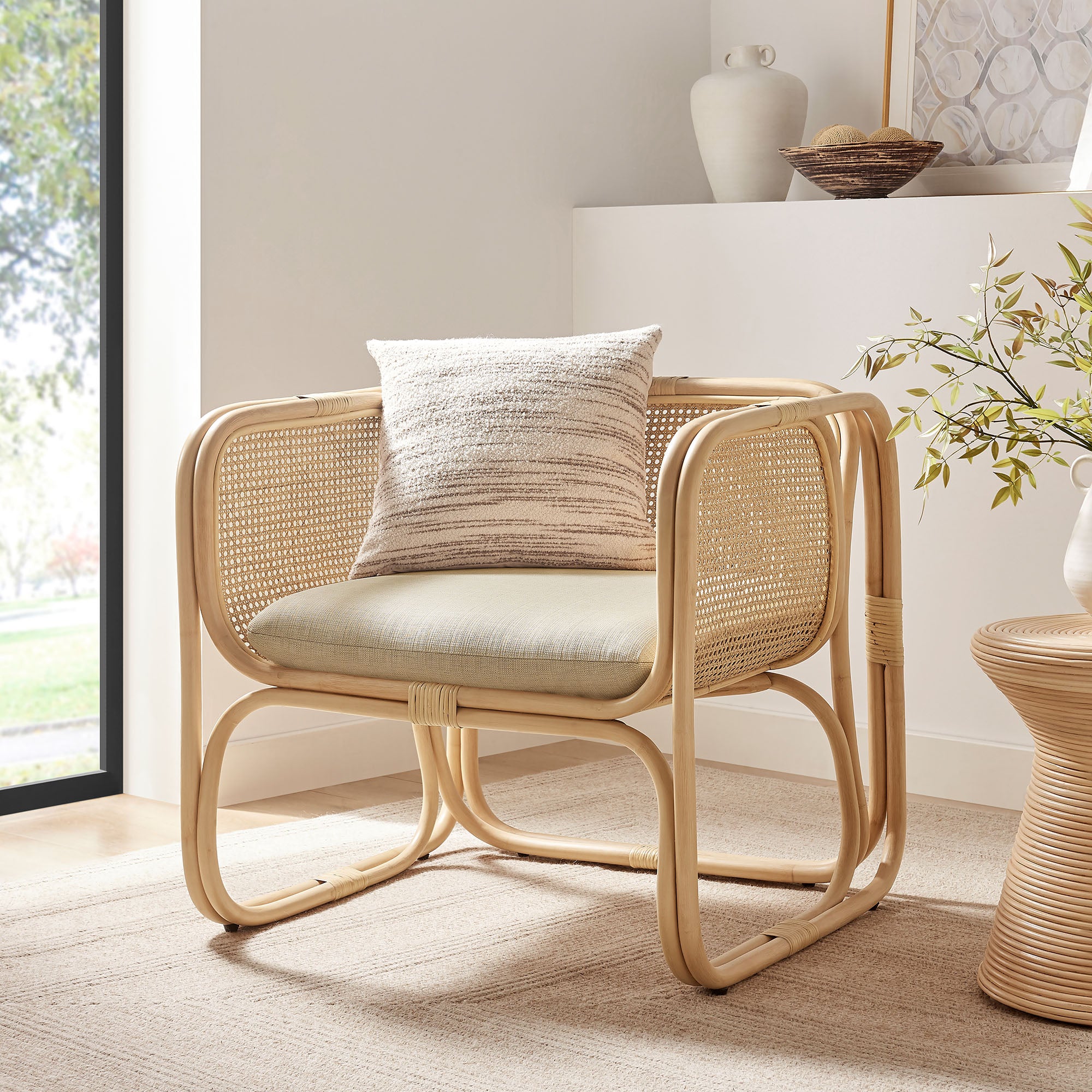 Ellis Natural Rattan Accent Armchair view 2