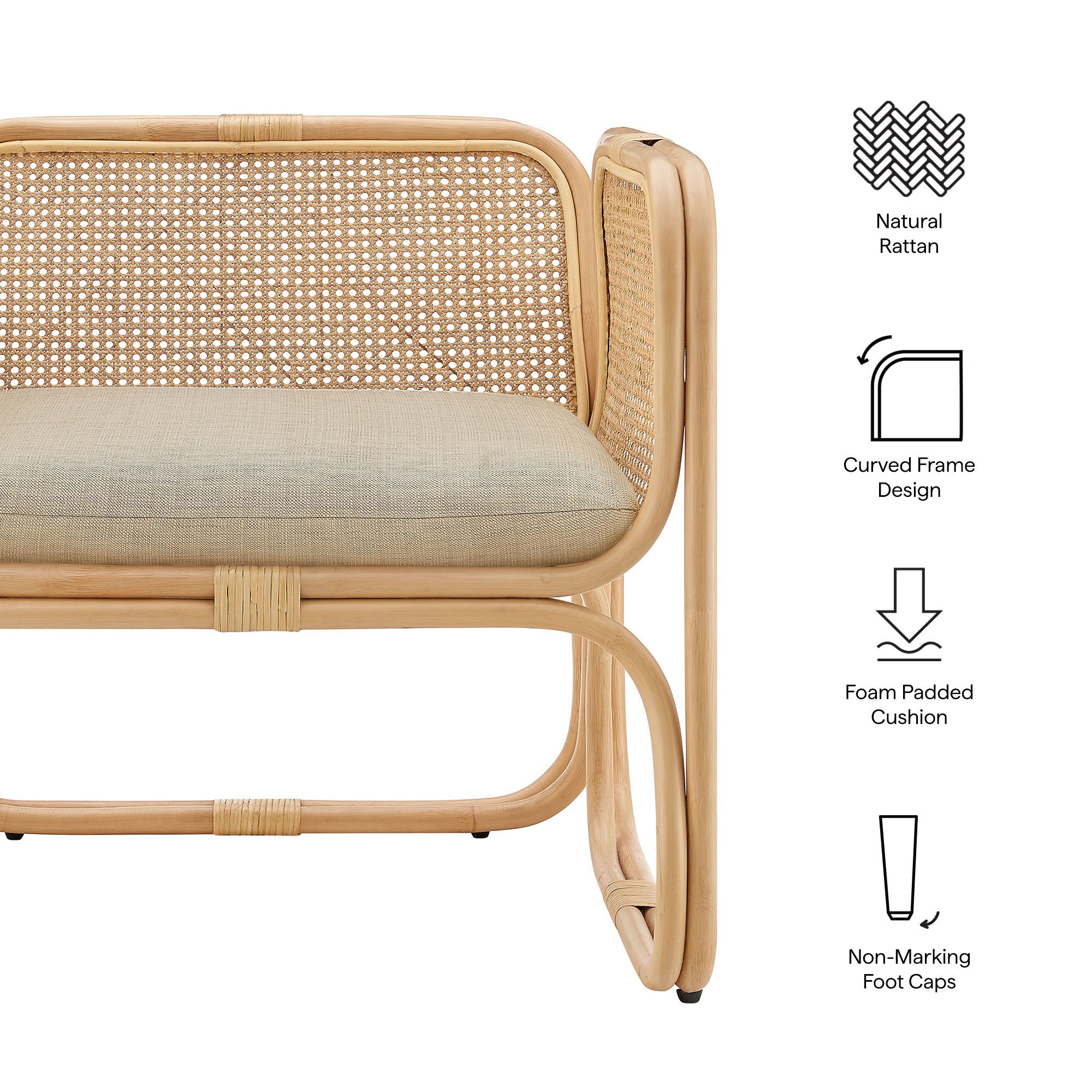 Ellis Natural Rattan Accent Armchair view 3