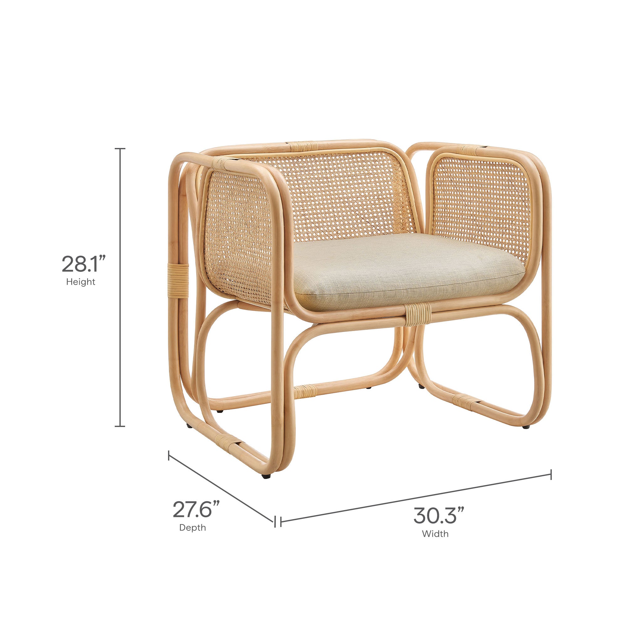 Ellis Natural Rattan Accent Armchair view 4